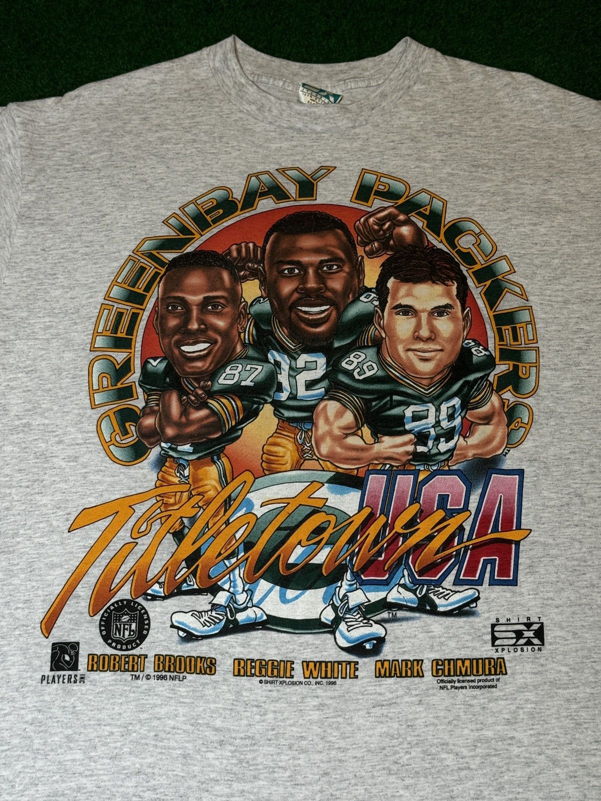 NFL × Salem Sportswear × Vintage Vtg 90s Green Bay Packers Titletown USA Caricature T Shirt Size US XL / EU 56 / 4 - 2 Thumbnail