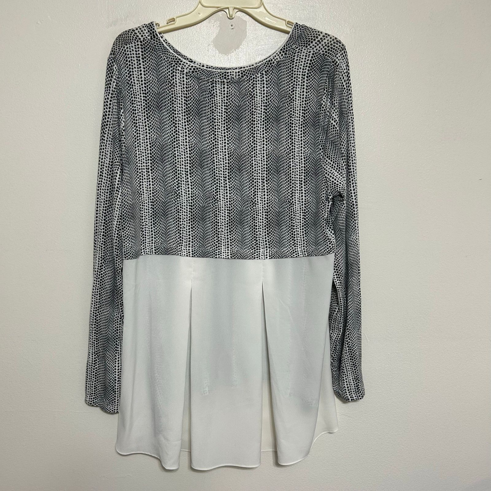 Apt. 9 Apt 9 Black White Spotted Layered Pleated Hem Blouse XL Size XL / US 12-14 / IT 48-50 - 1 Thumbnail