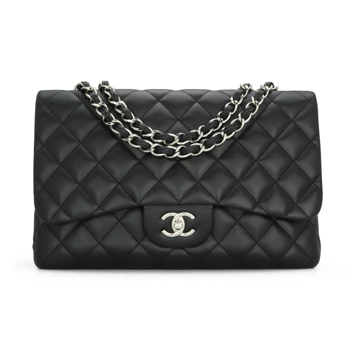 image of Chanel Single Flap Jumbo Black Lambskin 2010, Women's