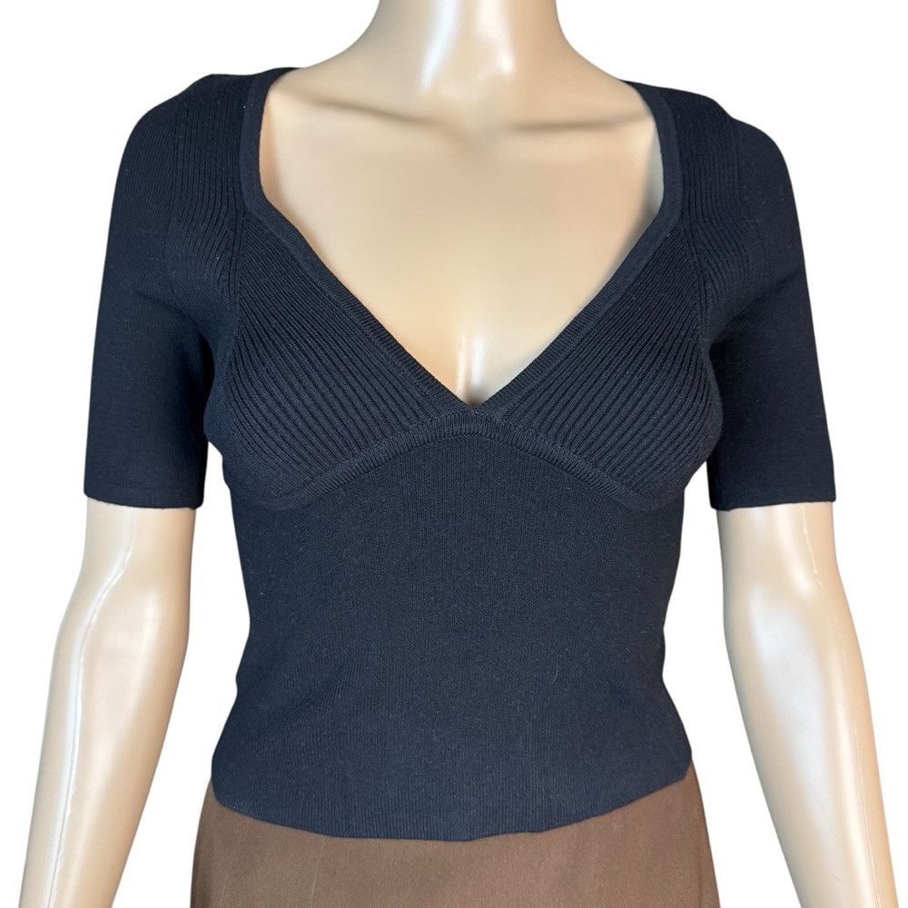 Free People New Free People Teagan Swit Short Sleeve Black Knit Top Siz Size XS / US 0-2 / IT 36-38 - 3 Thumbnail