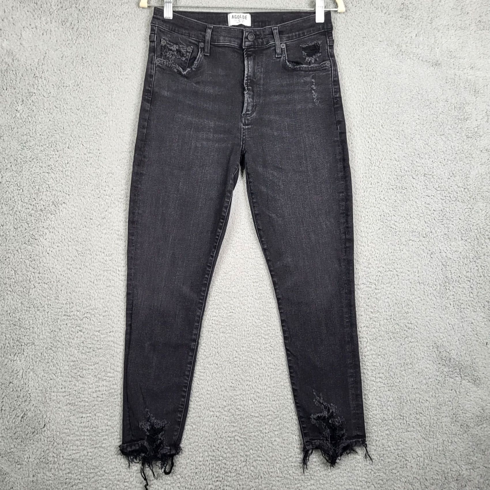 Agolde AGOLDE Sophie Mid rise Jeans Women's Black Stretch Size 31 Denim Regular Fit jeans 31 Black Womens Size 24" / US 00 / IT 34 - 2 Thumbnail