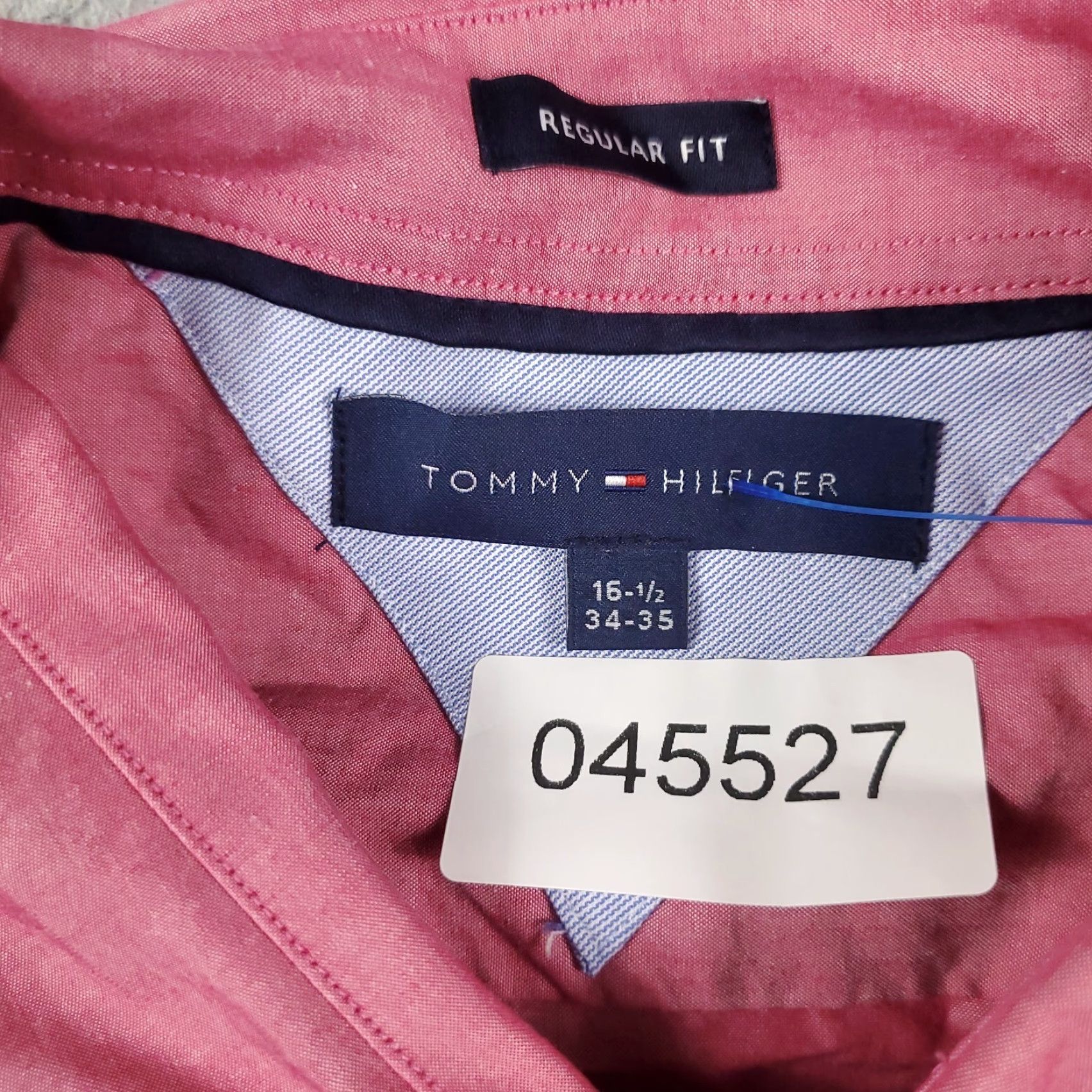Tommy Hilfiger Tommy Hilfiger Dress Shirt Mens 16.5 Red Solid Cotton Long Sleeve Button-Down Size 42R - 7 Thumbnail