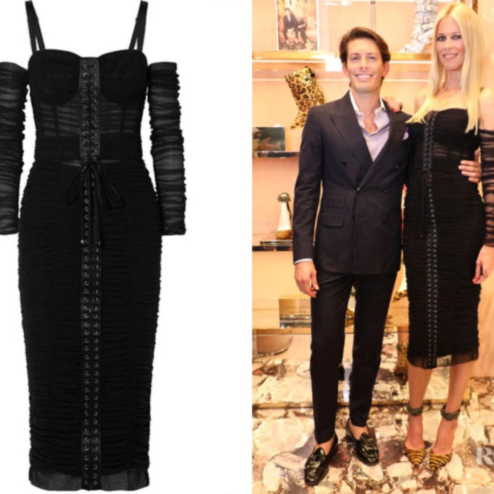 Dolce & Gabbana Dolce & Gabbana LACE-UP STRETCH-TULLE MIDI DRESS IN BLACK Size XS / US 0-2 / IT 36-38 - 3 Thumbnail