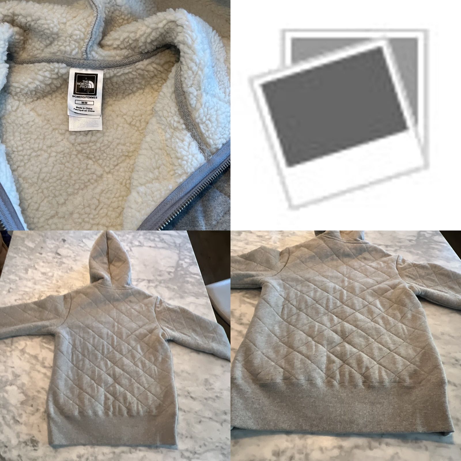 The North Face The North Face Jacket Women’s M Hooded Full Zip Sherpa Lined Quilt Argyle/Diamond Pattern Gray Mid-Length Windows? Size M / US 6-8 / IT 42-44 - 6 Thumbnail