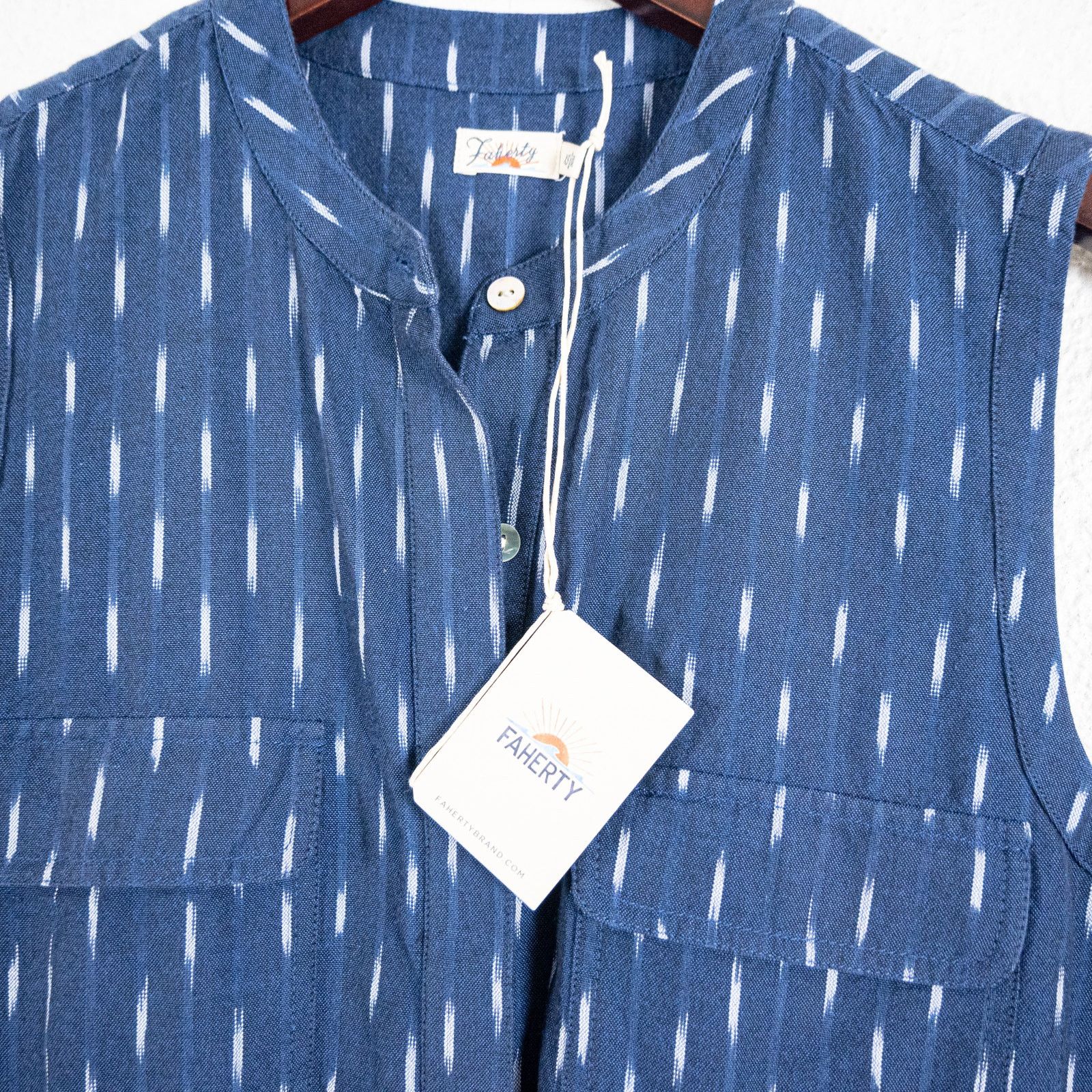 Faherty Faherty $198 Women's Saylor Dress in Midnight Ikat blue Size XS / US 0-2 / IT 36-38 - 3 Thumbnail