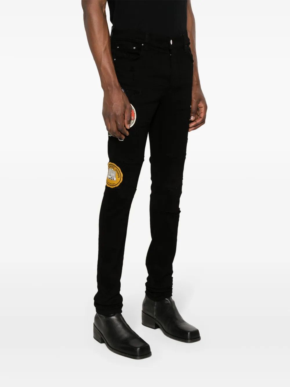 Amiri o1mle0426 Travel Patch Repair Jeans in Black Size US 33 - 3 Thumbnail