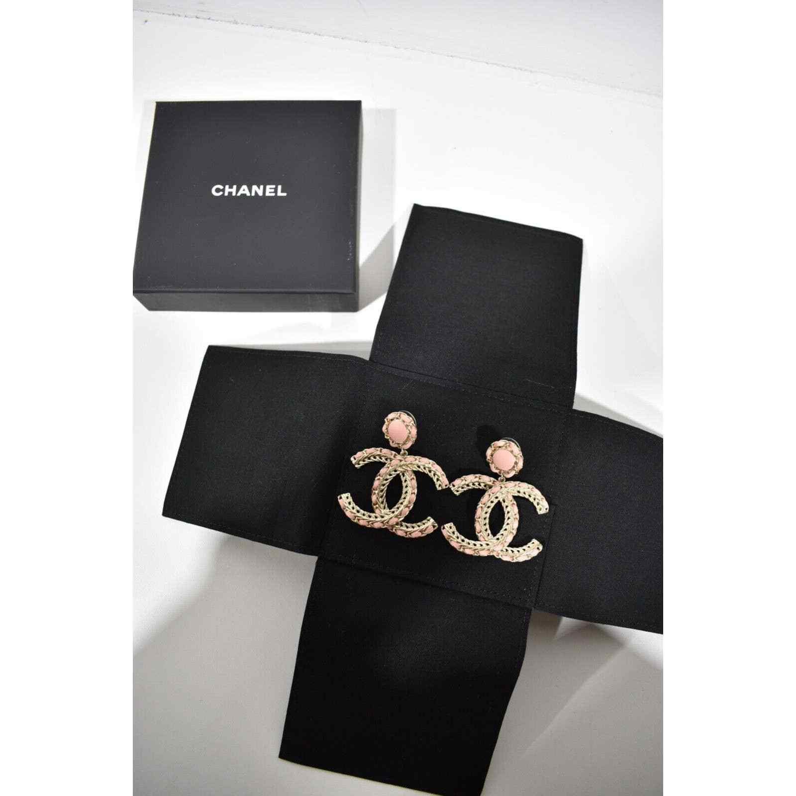 Chanel Chanel Leather Gold Chain Dangle Drop Statement Earrings Size ONE SIZE - 2 Thumbnail