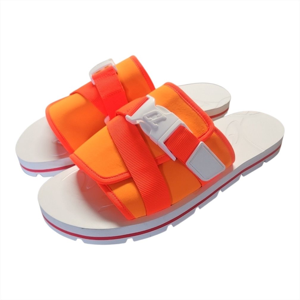 Christian Louboutin Neon Orange Slide Sandals Size US 11 / EU 44 - 1 Thumbnail
