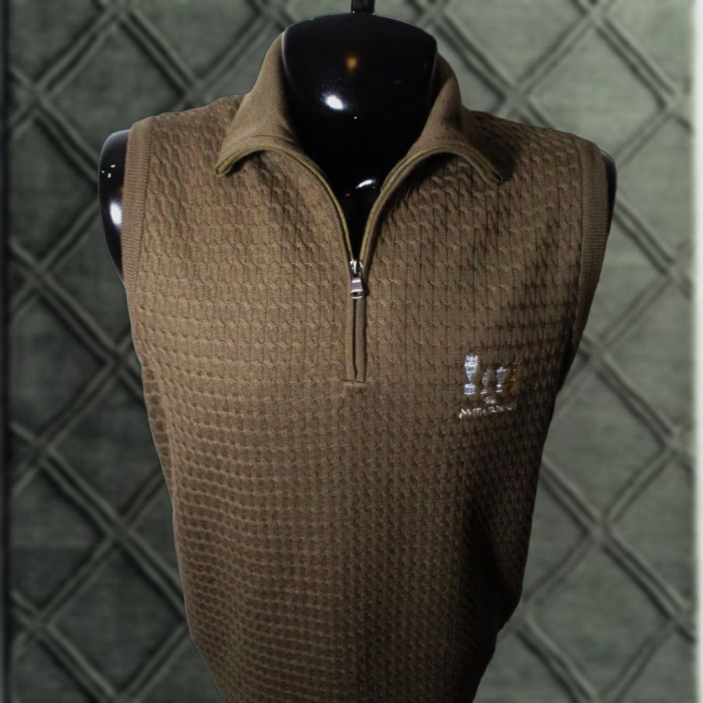 Olive BYRON NELSON Olive Brown 100% Merino Wool Golf Vest Men L NWOT Size US L / EU 52-54 / 3 - 1 Thumbnail