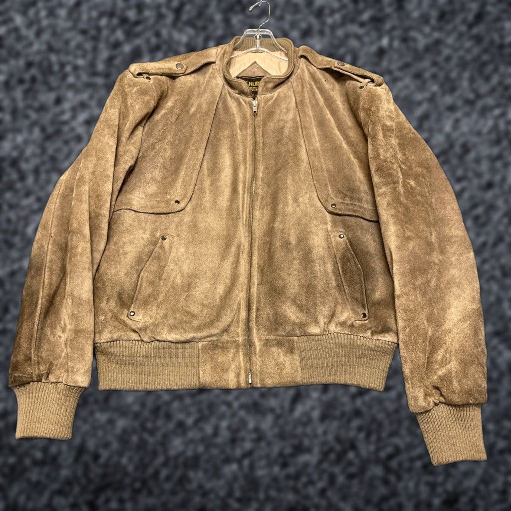 Vintage VINTAGE Genuine Leather Jacket Mens 44 Beige Bomber Suede Quilt Lined Leather Jacket Mens Beige Bomber Suede Quilt Lined Vintage Size US S / EU 44-46 / 1 - 1 Thumbnail