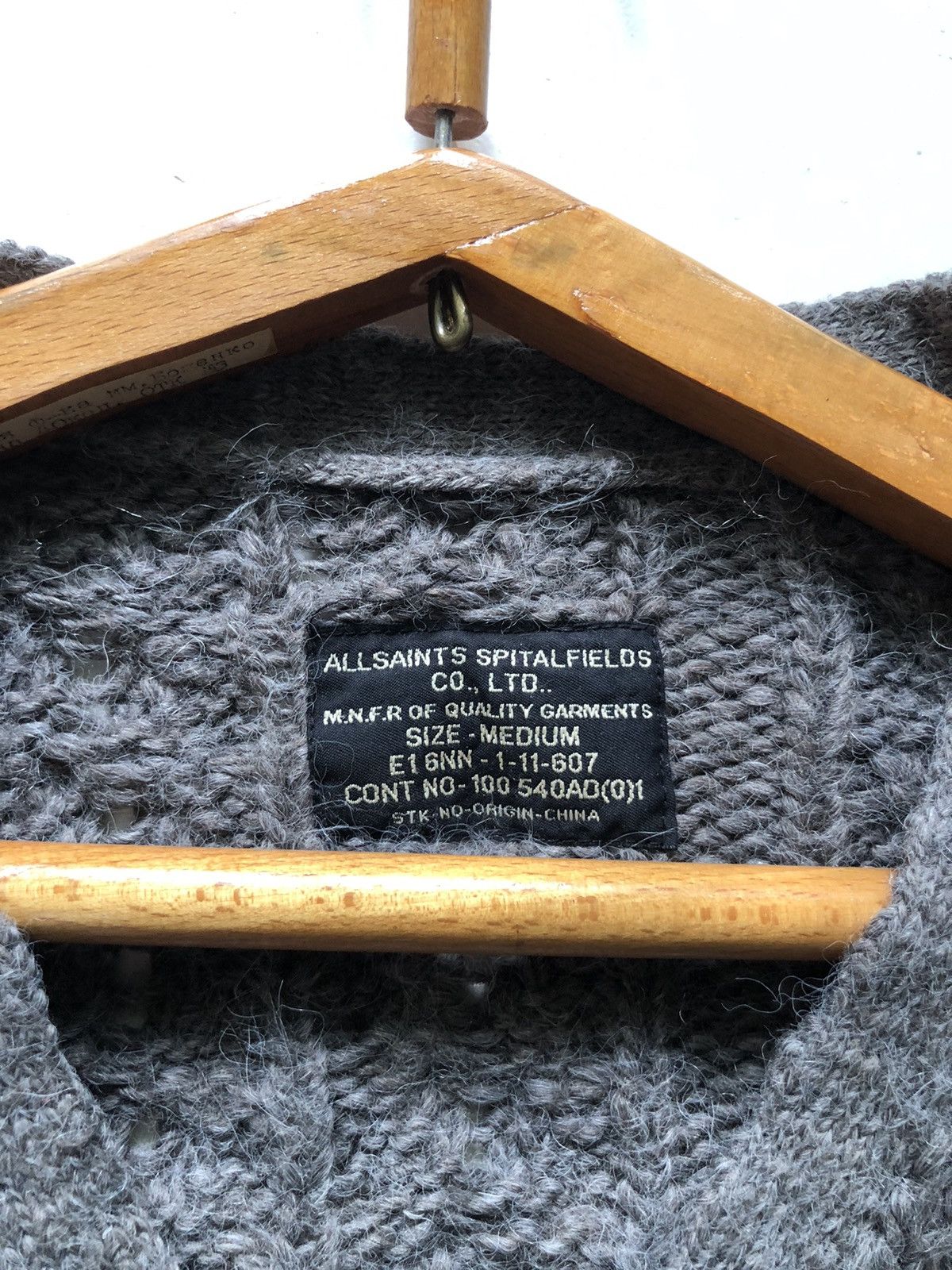 Allsaints AllSaints Men’s Wool Alpaca Cable Knit Cardigan - Size M Size US M / EU 48-50 / 2 - 3 Thumbnail
