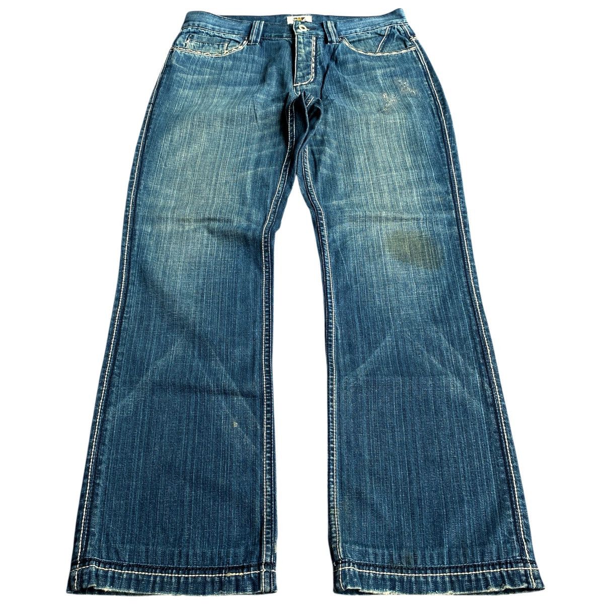Tornado Mart Crazy Vintage Y2K Antik Denim Distressed Flared Jeans 2000s Size US 31 - 2 Thumbnail