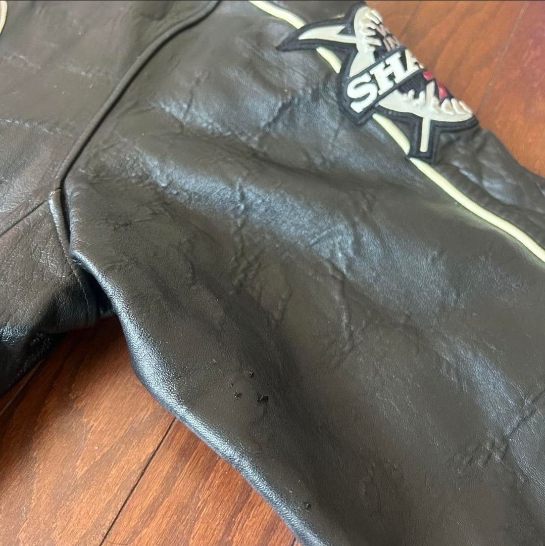 Avirex VTG Avirex Black West Indies Sharks Leather Bomber Size US XXL / EU 58 / 5 - 5 Thumbnail