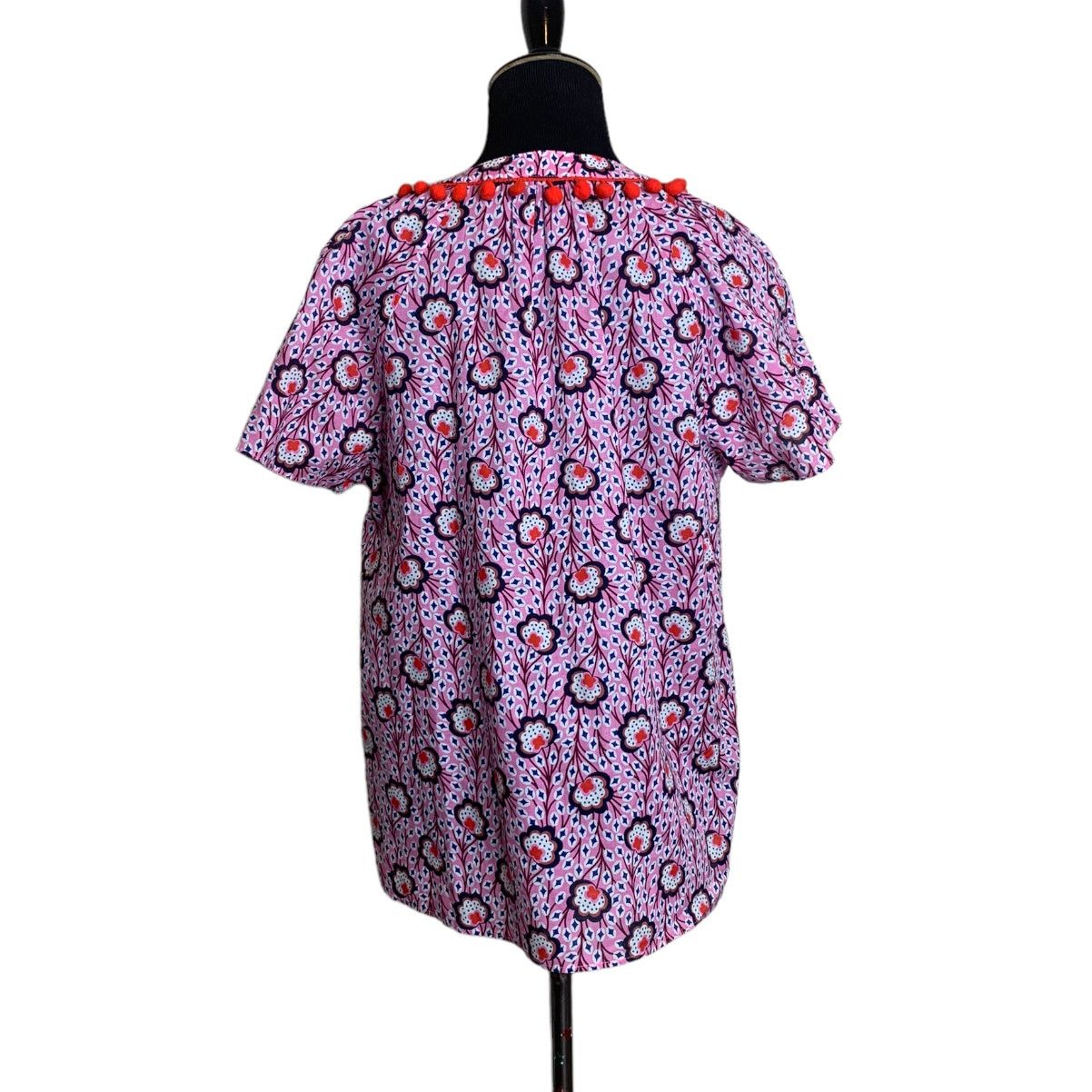 Boden Boden floral short sleeves pom pom v neck tunic top size 6 Size M / US 6-8 / IT 42-44 - 2 Thumbnail