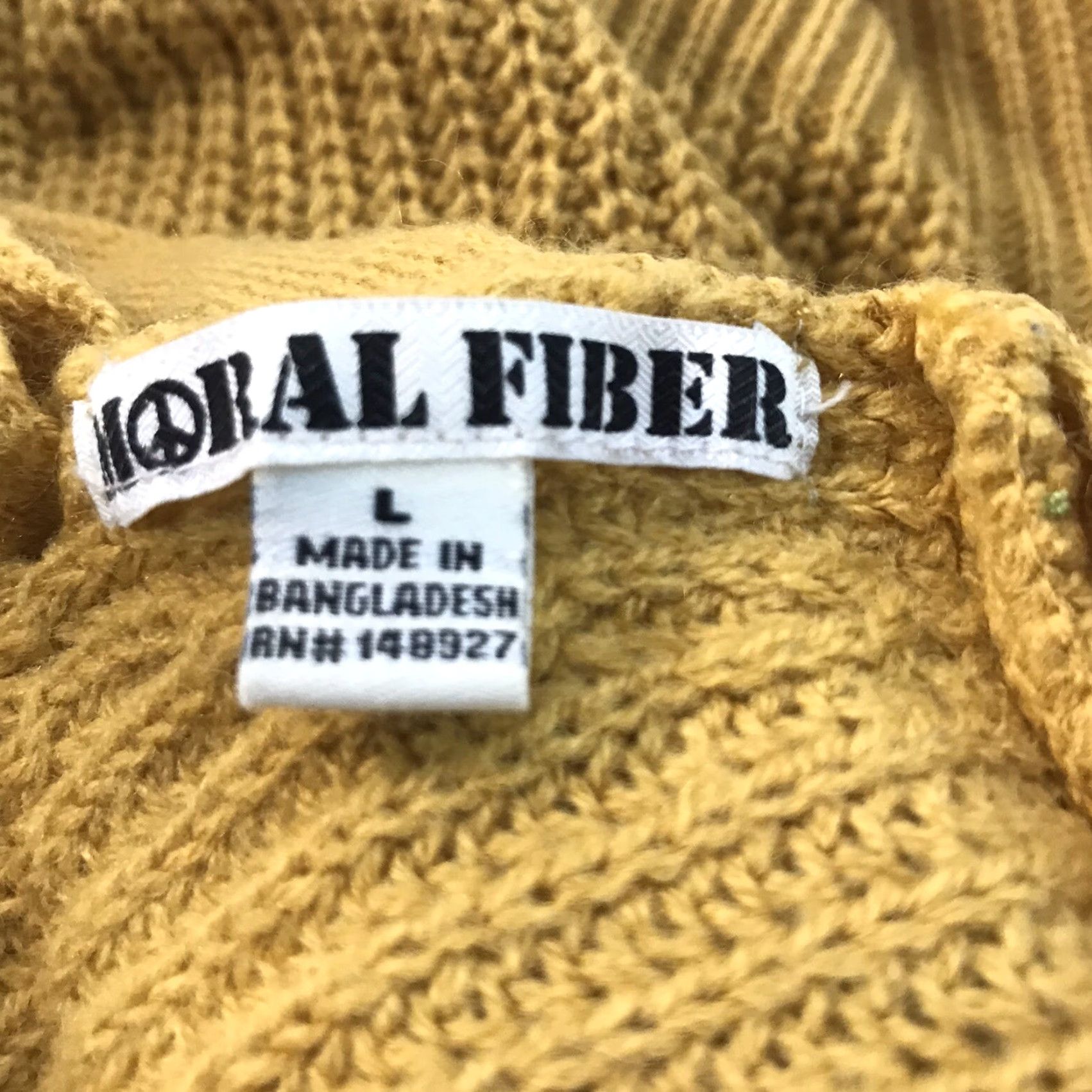 Vintage Moral Fiber Cable Knit Sweater Womens L Yellow V-Neck Long Sleeve Pullover Casual Size L / US 10 / IT 46 - 4 Thumbnail