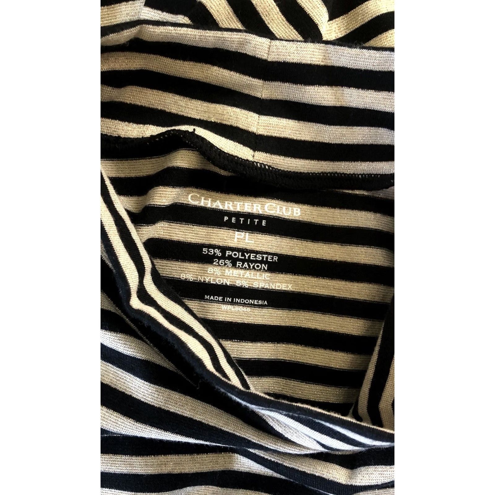 Charter Club Charter Club Turtleneck Top PL Gold Black Stripe Long Sleeve Rayon Knit Size L / US 10 / IT 46 - 4 Thumbnail