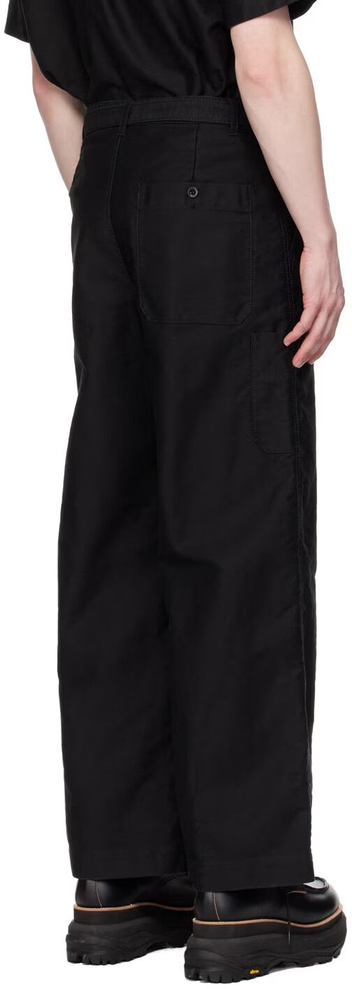 Sacai Black Wide-Leg Belted Cotton-Moleskin Trousers Size US 30 / EU 46 - 7 Thumbnail