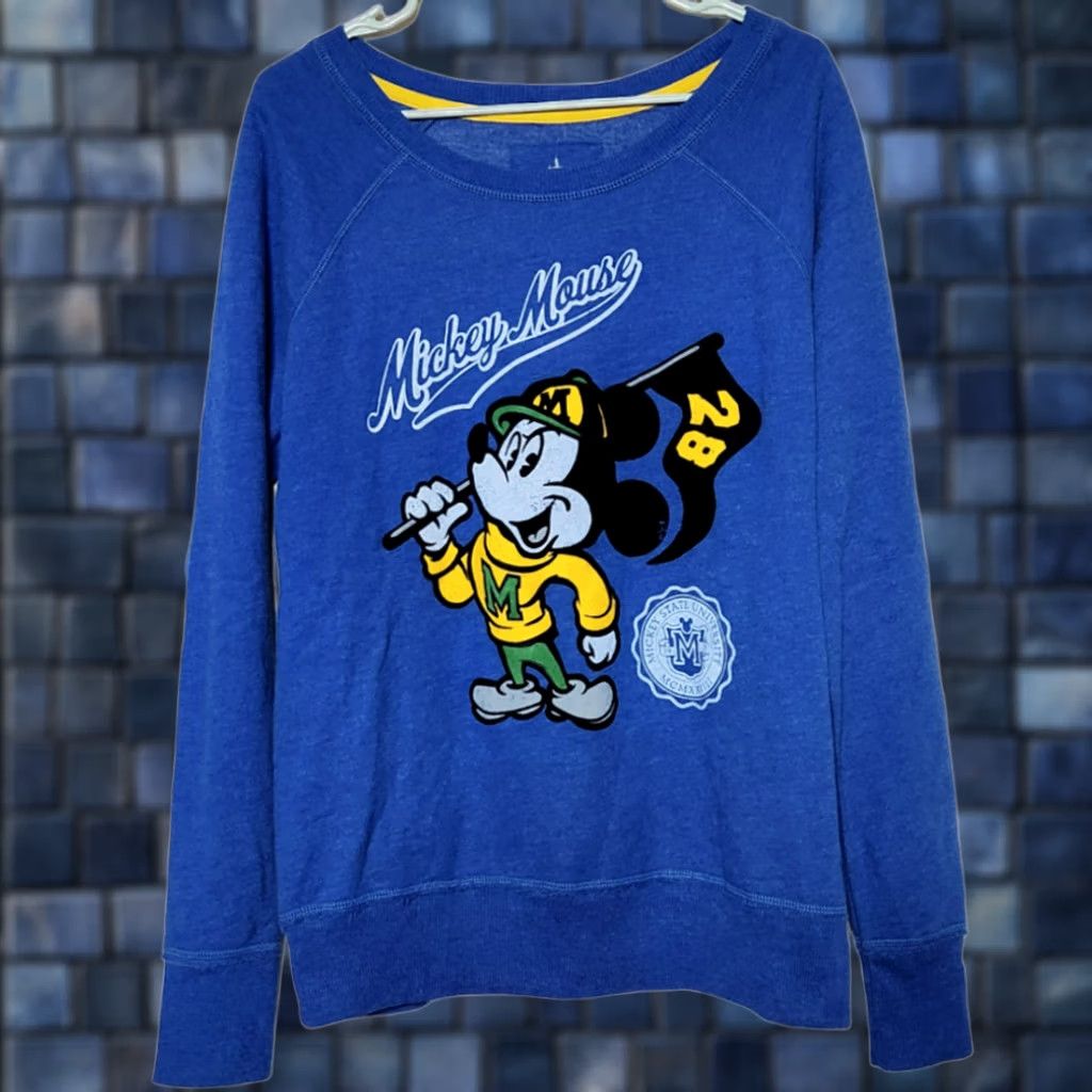 Disney Disney Parks Mickey State University Womens XL Fleece Lined Sweatshirt Blue NWT Size XL / US 12-14 / IT 48-50 - 1 Thumbnail