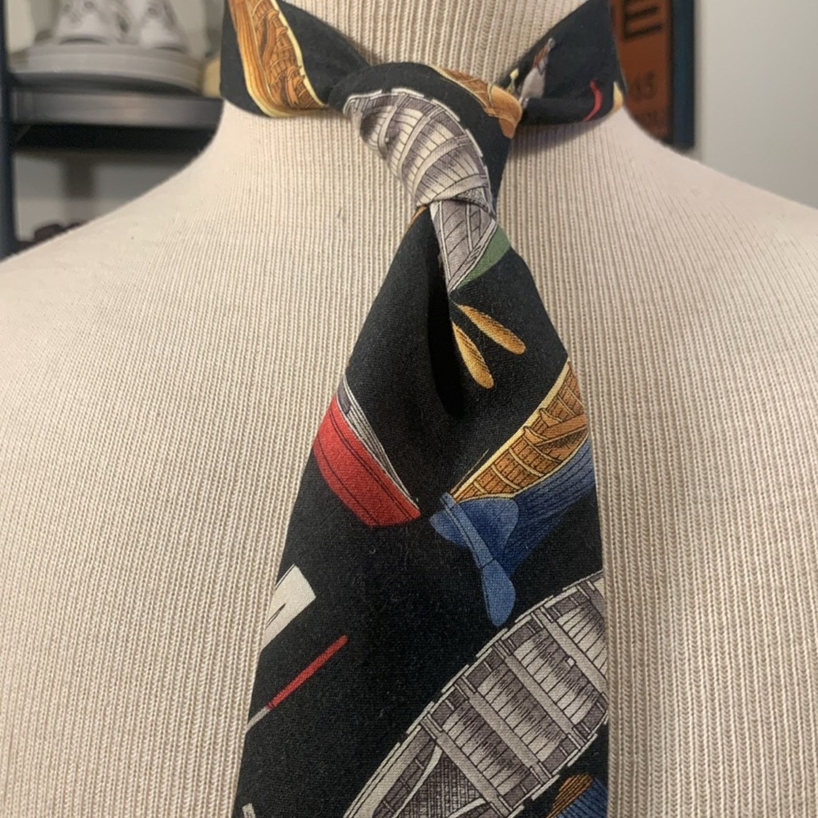 Vintage Canoes rowboats oars outdoor camping cotton necktie Size ONE SIZE - 1 Thumbnail