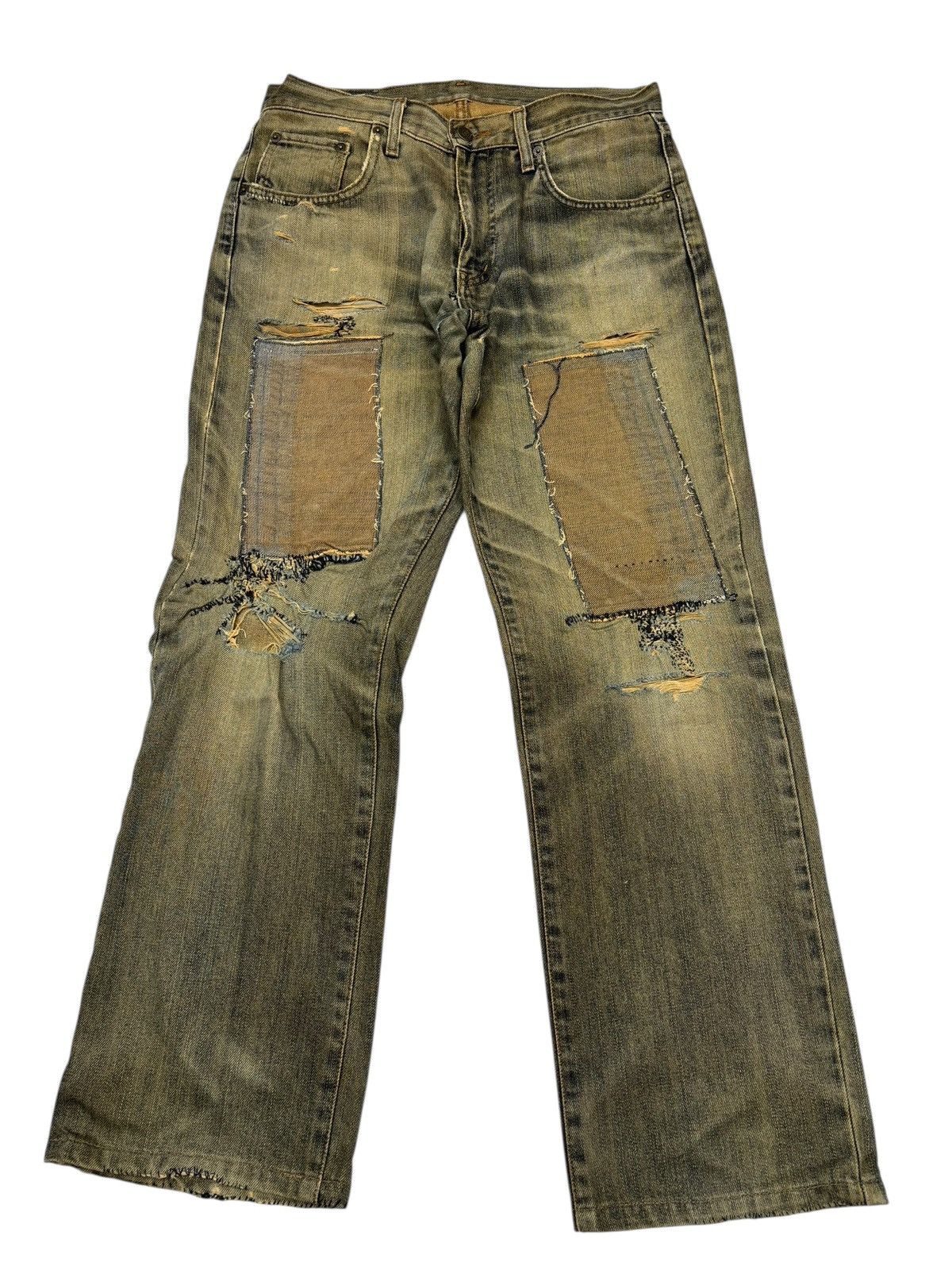Kapital Edwin Earthy Muddy Wash Destroyed Patchwork Jeans Size US 30 / EU 46 - 1 Thumbnail