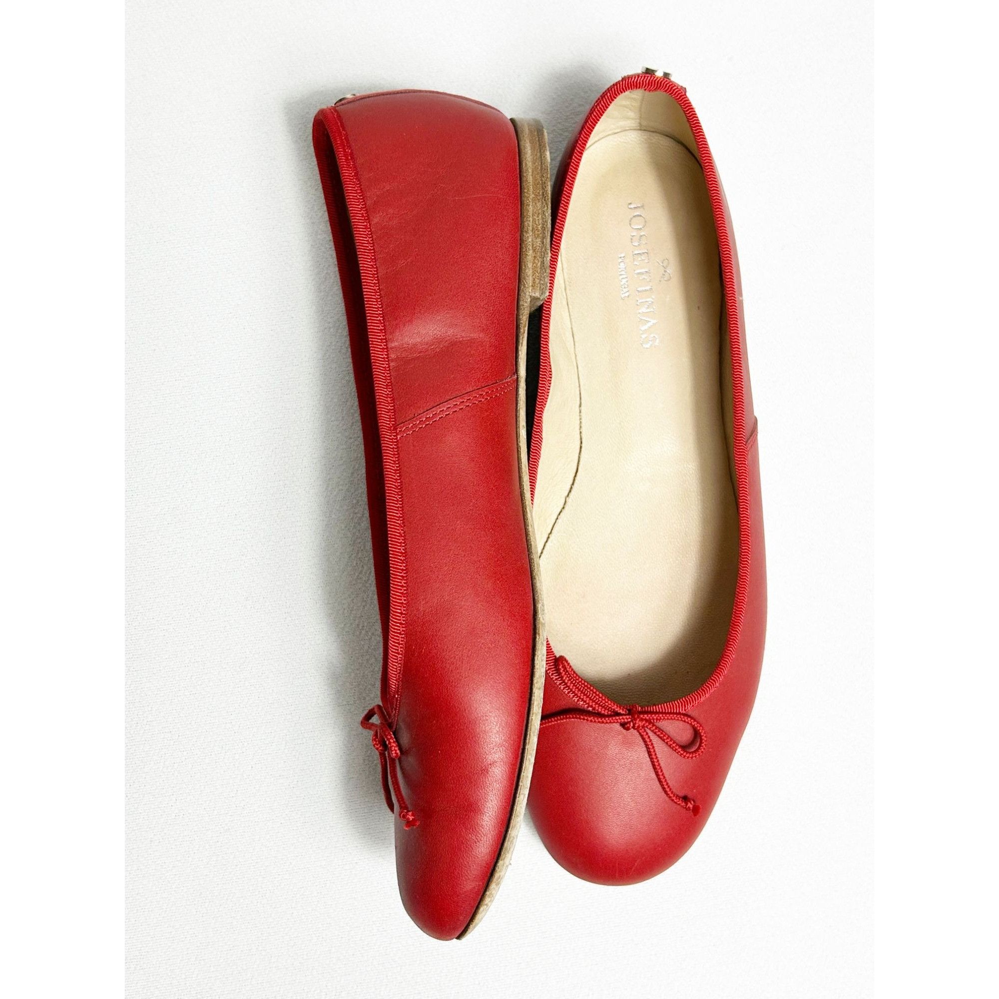 Josefinas Portugal Leather Round Toe Flats in Red Sz EU 41