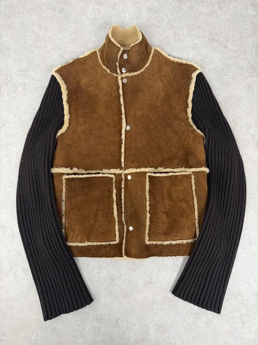 Dolce & Gabbana 1990s Dolce & Gabbana Brown Shearling Wool Leather Jacket Size US M / EU 48-50 / 2 - 1 Thumbnail
