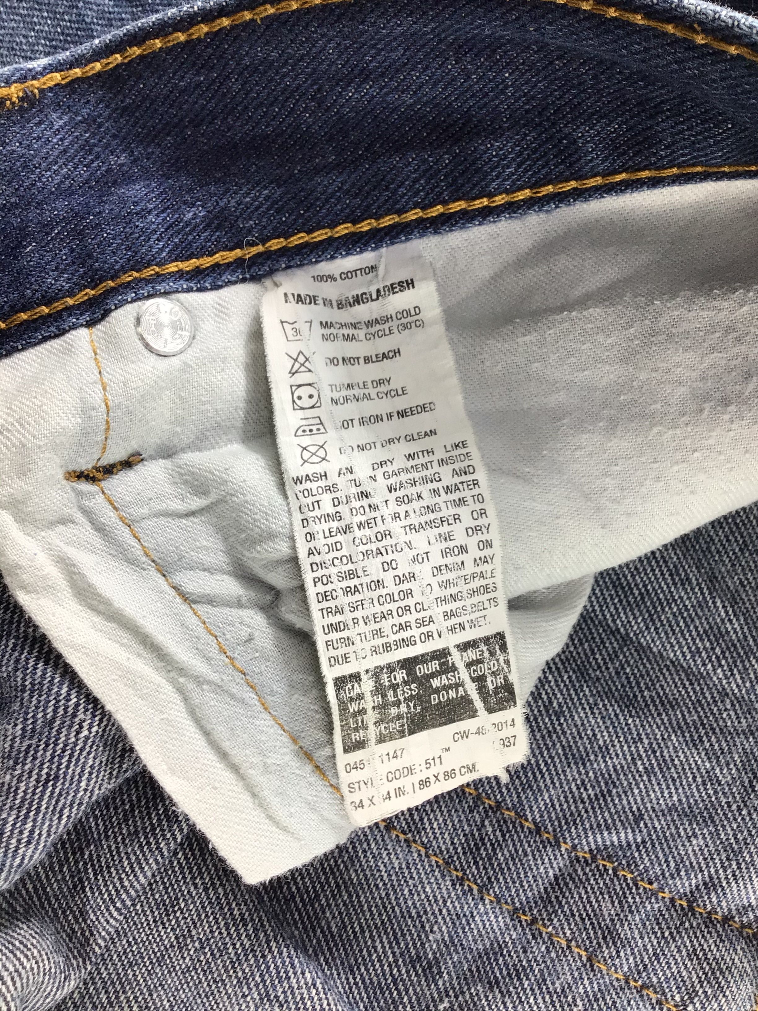 Levi's Vintage Levis 511 Jeans Blue Wash Denim-J503 Size US 36 / EU 52 - 10 Thumbnail