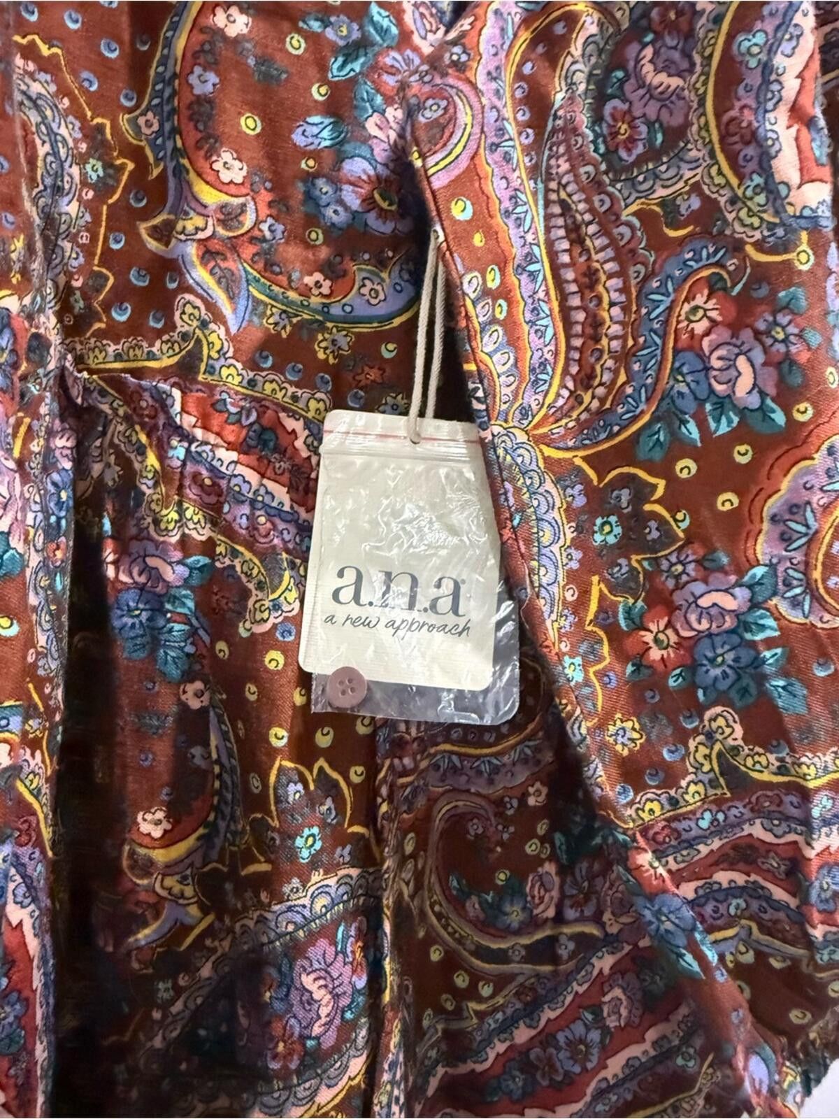 Analog a.n.a Boho Paisley Blouse in Rust, Blue, Yellow Size XL / US 12-14 / IT 48-50 - 3 Thumbnail