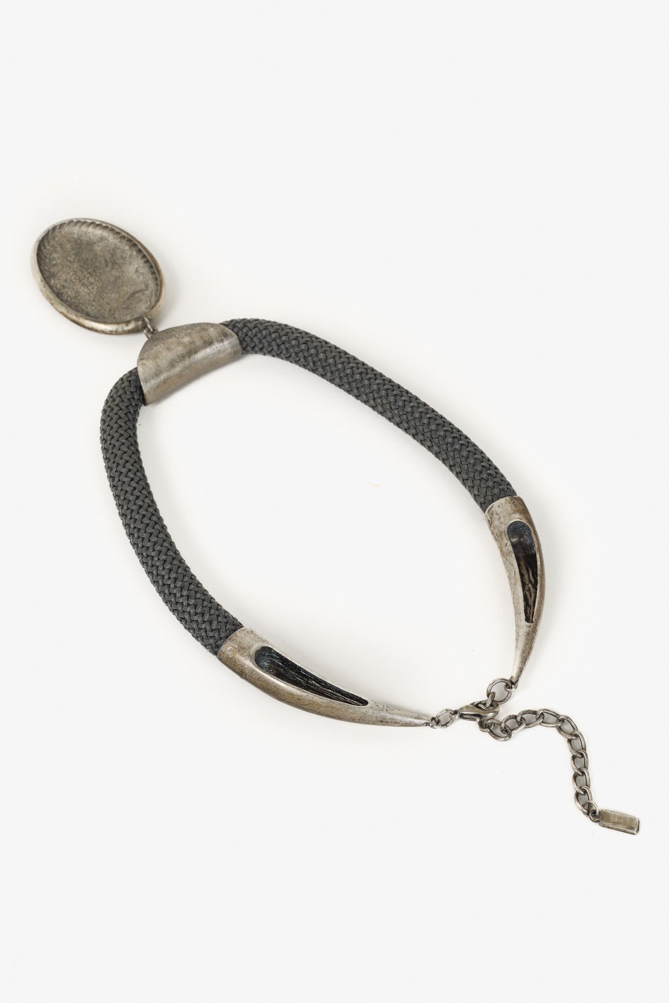 Sarah Pacini Sarah Pacini Grey Woven Mottled Silver Pendant Necklace Size ONE SIZE - 3 Thumbnail