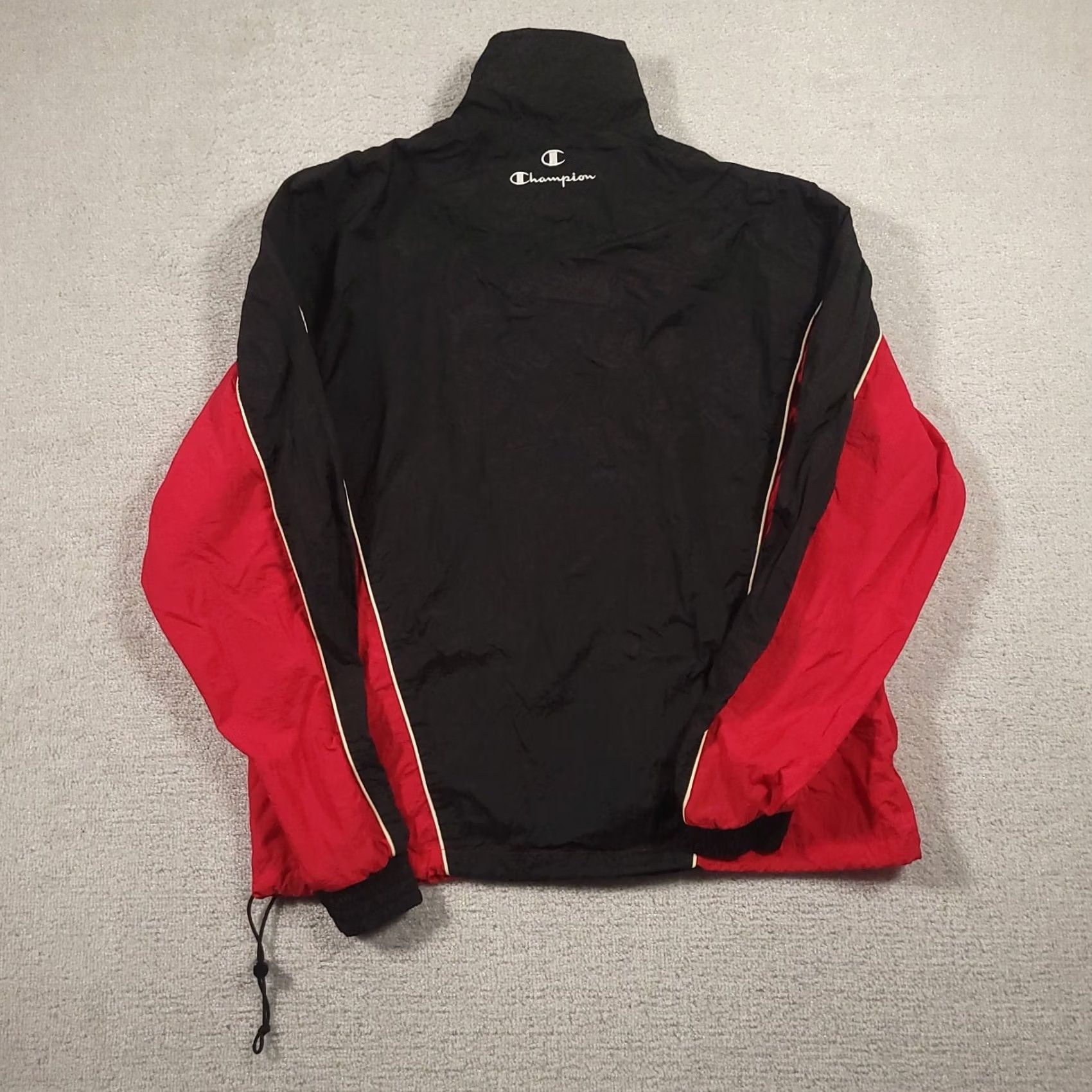 Champion VINTAGE Champion Windbreaker Jacket Men's Large Black Red 1/4 Zip Pullover Windproof Wind-Resistant Size US L / EU 52-54 / 3 - 4 Thumbnail