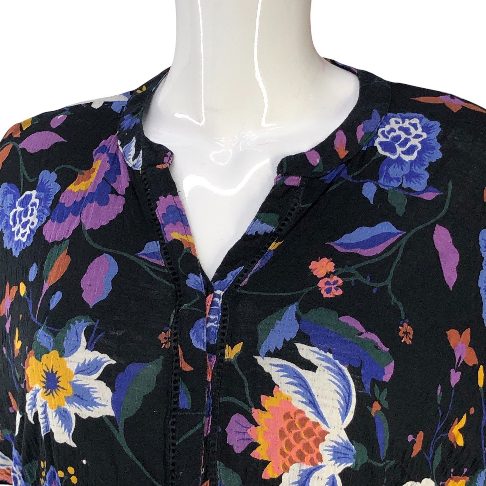 Anthropologie Anthropologie Sz XXSP Top Josie Dolman Sleeve V Neck Floral Size XXS / US 00 / IT 34 - 2 Thumbnail