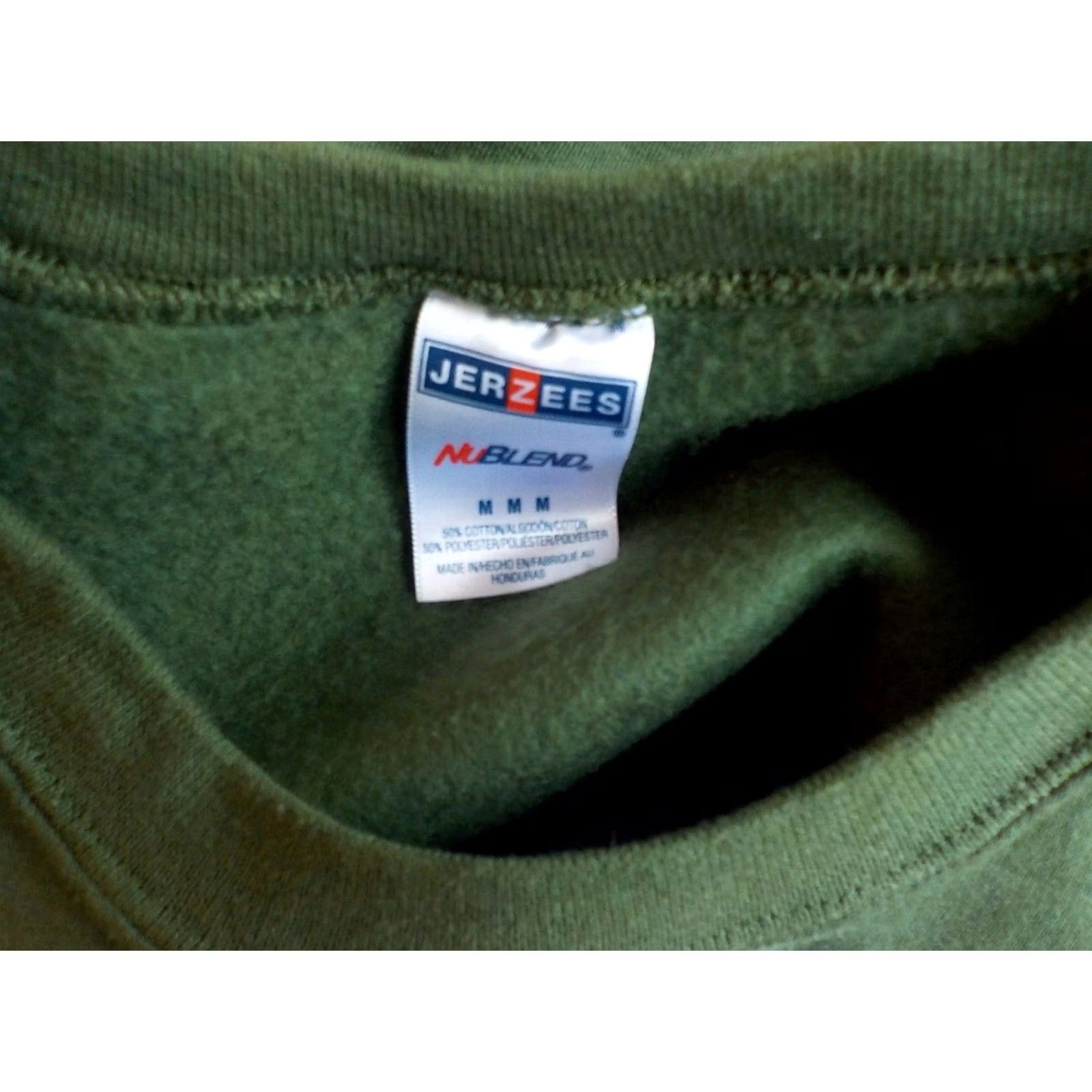 Jerzees JERZEES Army Green Crewneck Pullover Sweatshirt - Cotton Blend - Sz MED - Men's Shirt Size US M / EU 48-50 / 2 - 4 Thumbnail