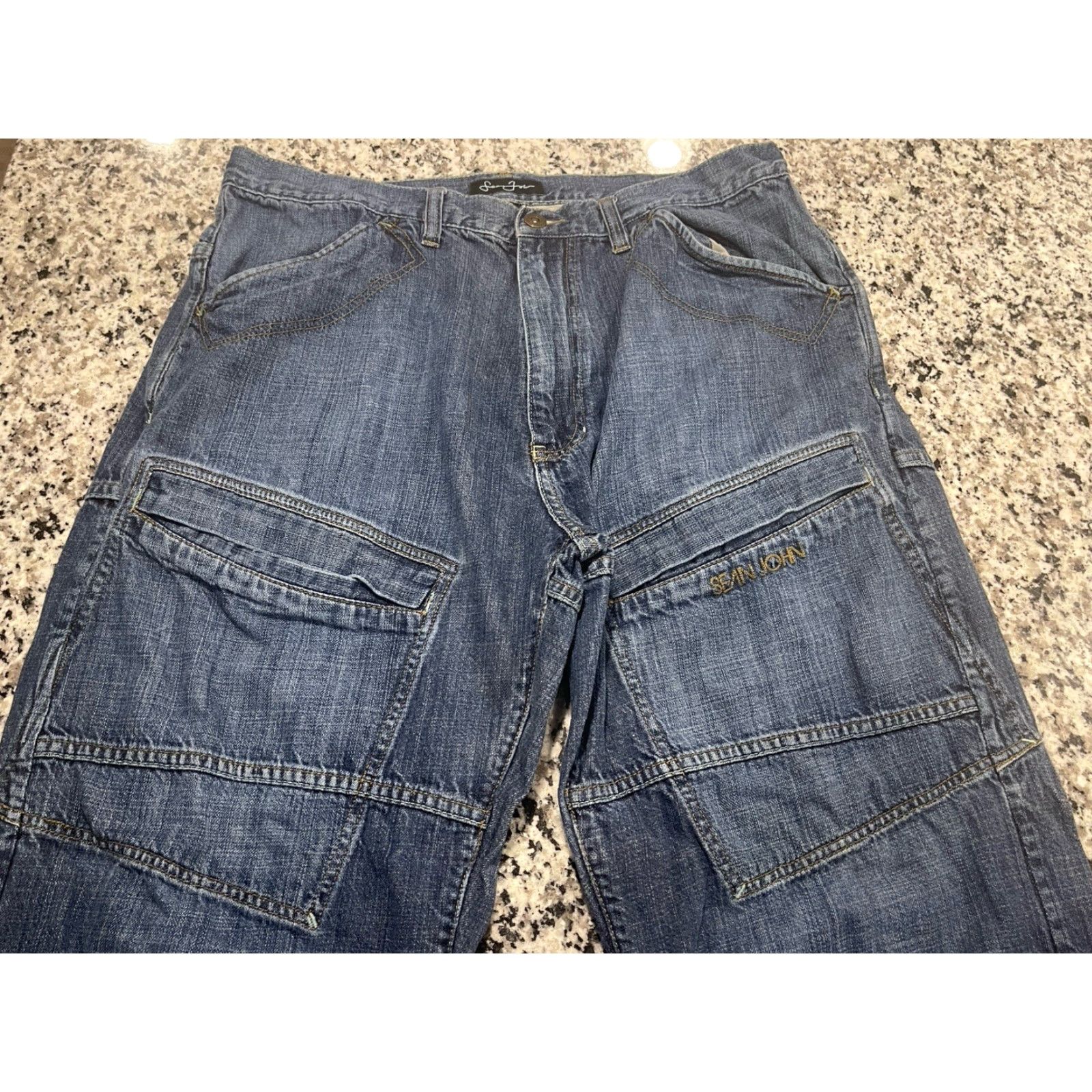 Sean John VINTAGE Sean John Jeans Mens 36 Blue Denim Baggy Hip Hop 36x32.5 Y2K Jeans Straight Hip Hop Mens Blue Denim Cotton Fatigue Style Baggy Straight Mens Size US 36 / EU 52 - 2 Thumbnail