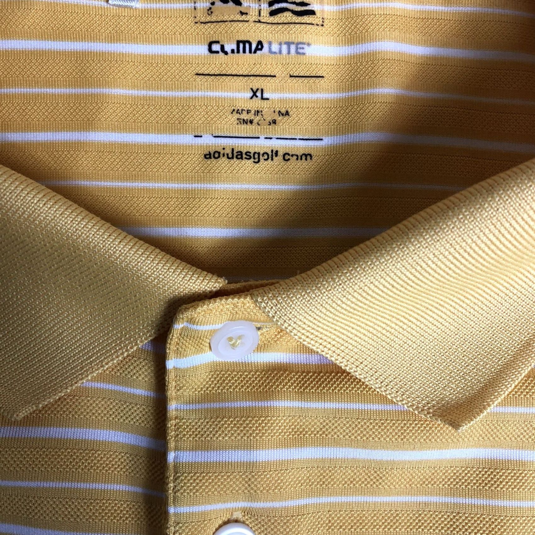 Adidas Adidas Climalite Polo Shirt Yellow White Striped Short Sleeve XL Mens Regular Shirt Golf Size XL Size US XL / EU 56 / 4 - 3 Thumbnail