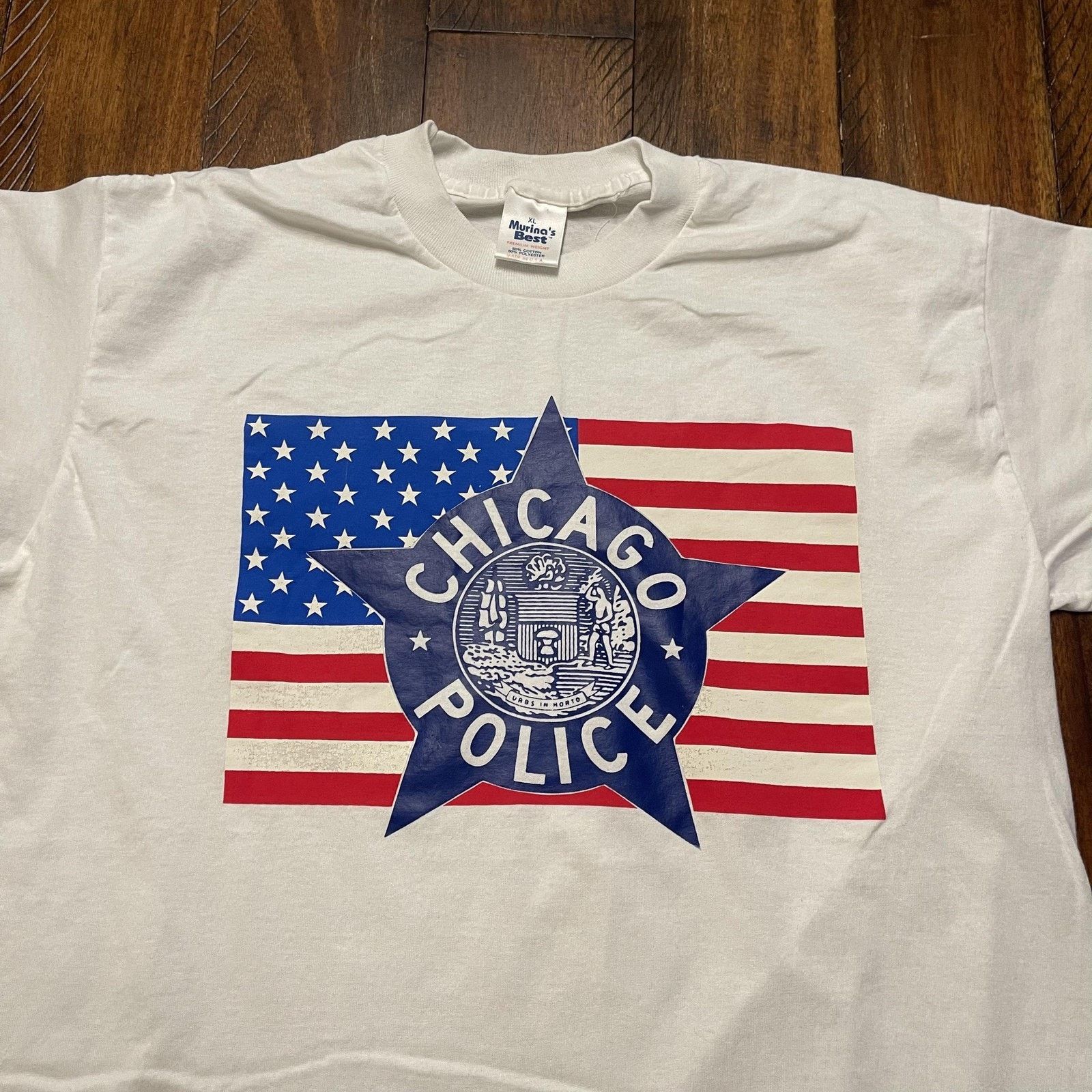 Vintage Vtg Chicago Police Shirt XL American Flag Graphic Made USA Size US XL / EU 56 / 4 - 4 Thumbnail