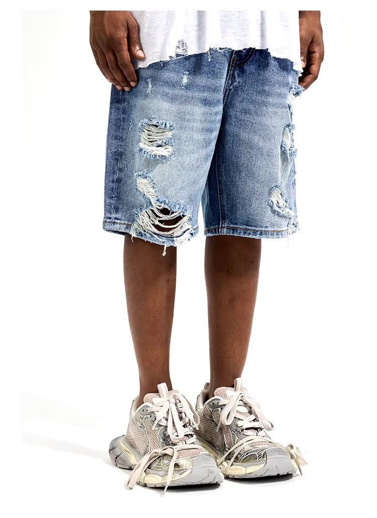 Japanese Brand × Vintage Streetwear Baggy Frayed Ripped Hole Jorts Size US 32 / EU 48 - 2 Thumbnail