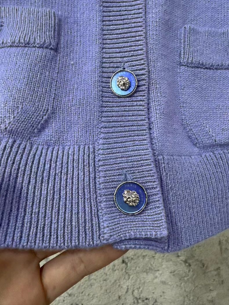 Chanel Chanel Enamel silver buckle purple short-sleeved knitted c Size XXS / US 00 / IT 34 - 5 Thumbnail