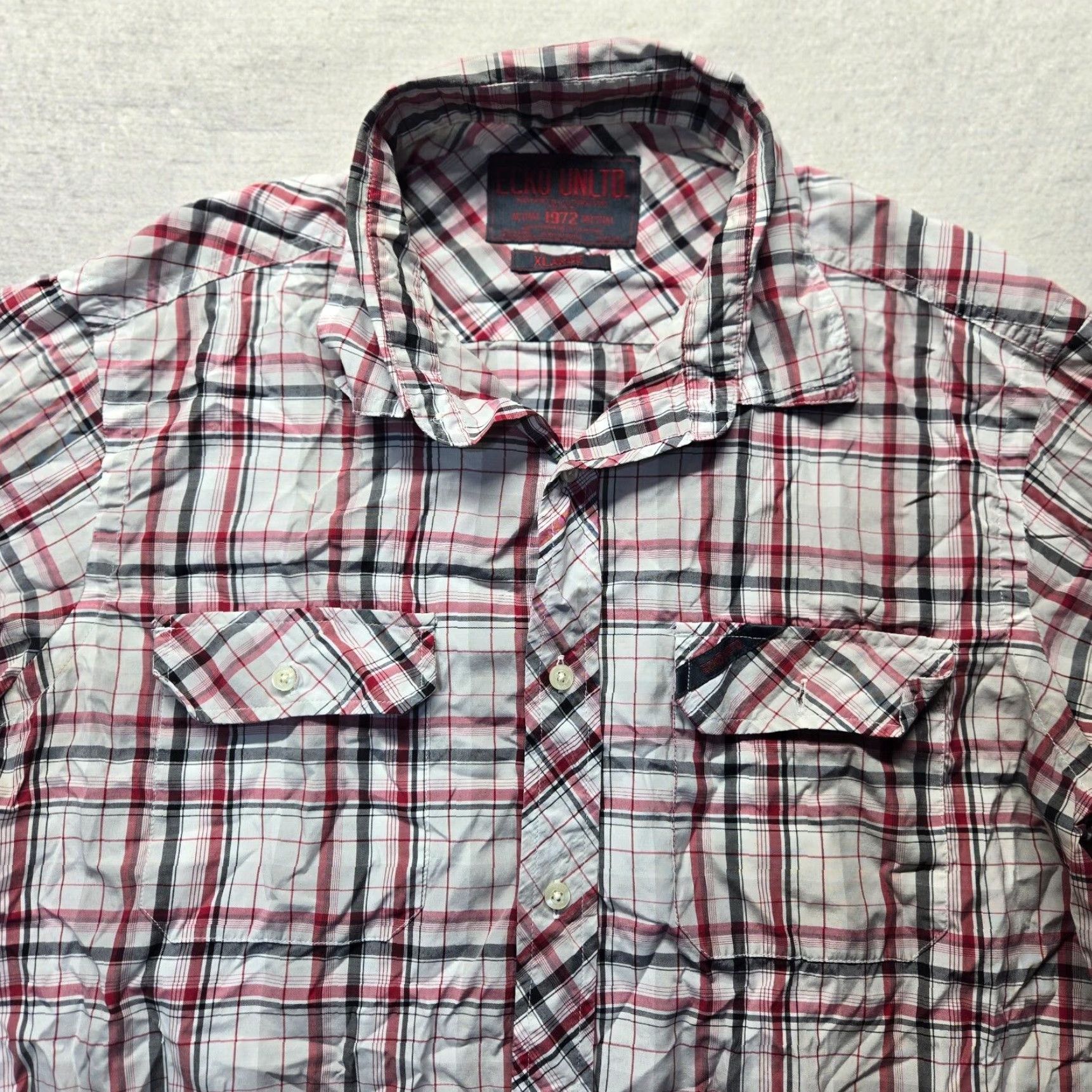 Ecko Unltd. Ecko Unlit Marc Ecko Shirt Button Up Short Sleeve Red Plaid Adult Men's XL Size US XL / EU 56 / 4 - 2 Thumbnail