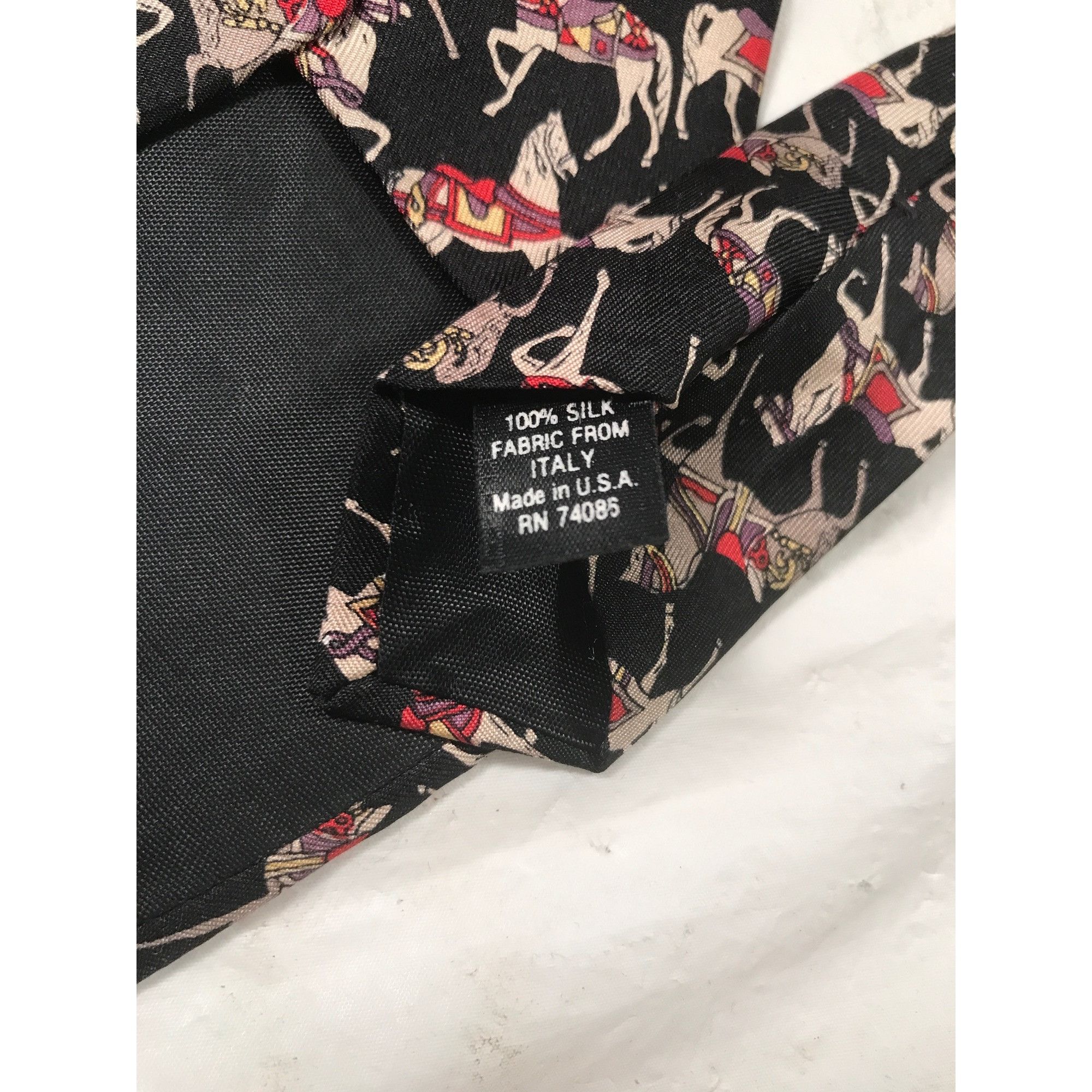 Other MBP Mens Italian Black Silk Equestrian Prancing Horse Tie Size ONE SIZE - 4 Thumbnail