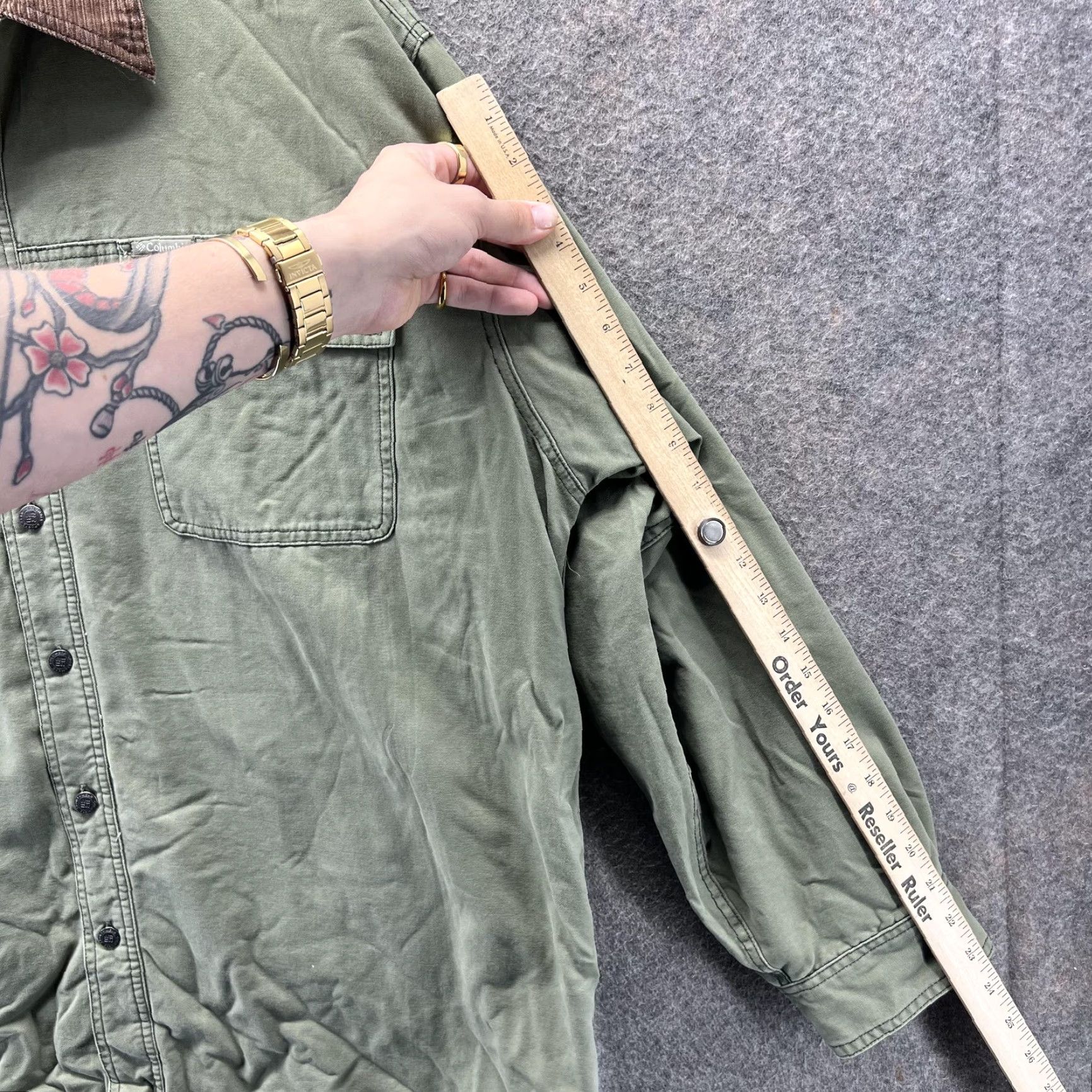 Vintage Columbia Jacket Mens 2XB Green ROC III Lined Shirt Jac Fleece Canvas Outdoor Size US XXL / EU 58 / 5 - 4 Thumbnail