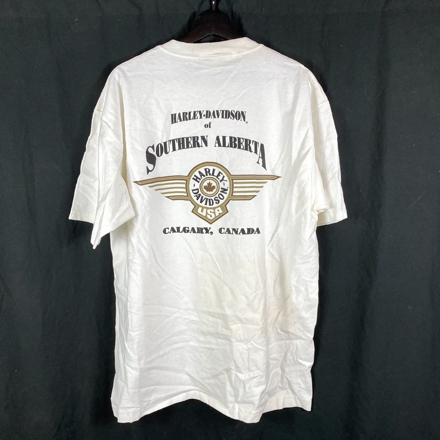 Harley Davidson VINTAGE Harley-Davidson T-shirt Calgary Canada XL 1999 90s XL Mens Girls Womens? Size US XL / EU 56 / 4 - 5 Thumbnail