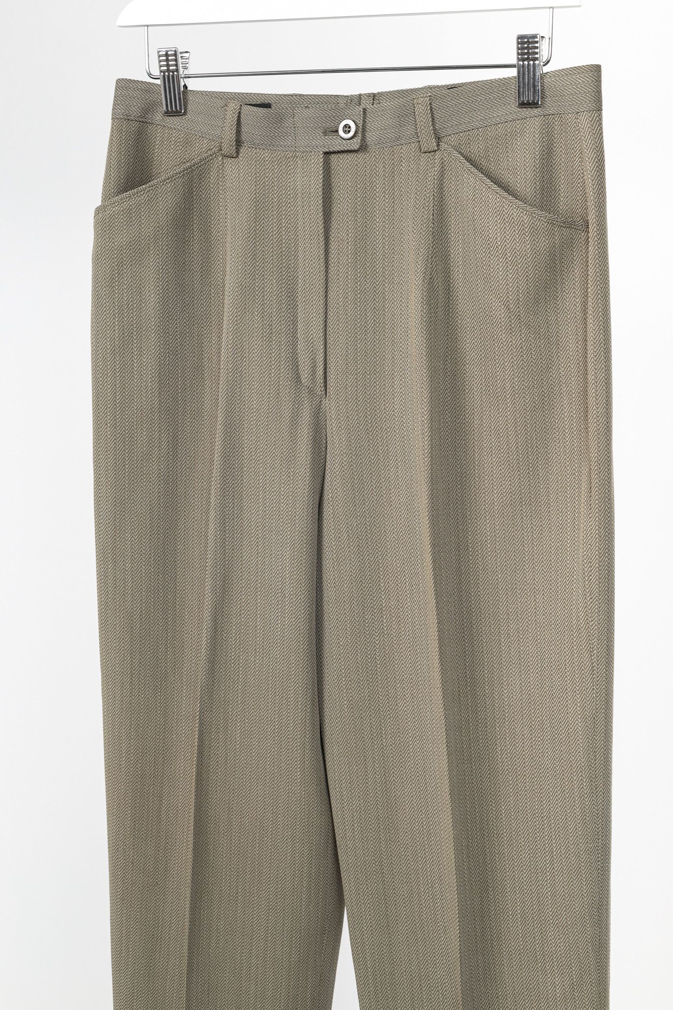 Escada Escada Margaretha Ley Vintage Taupe Virgin-Wool Trousers Size 29" - 3 Thumbnail
