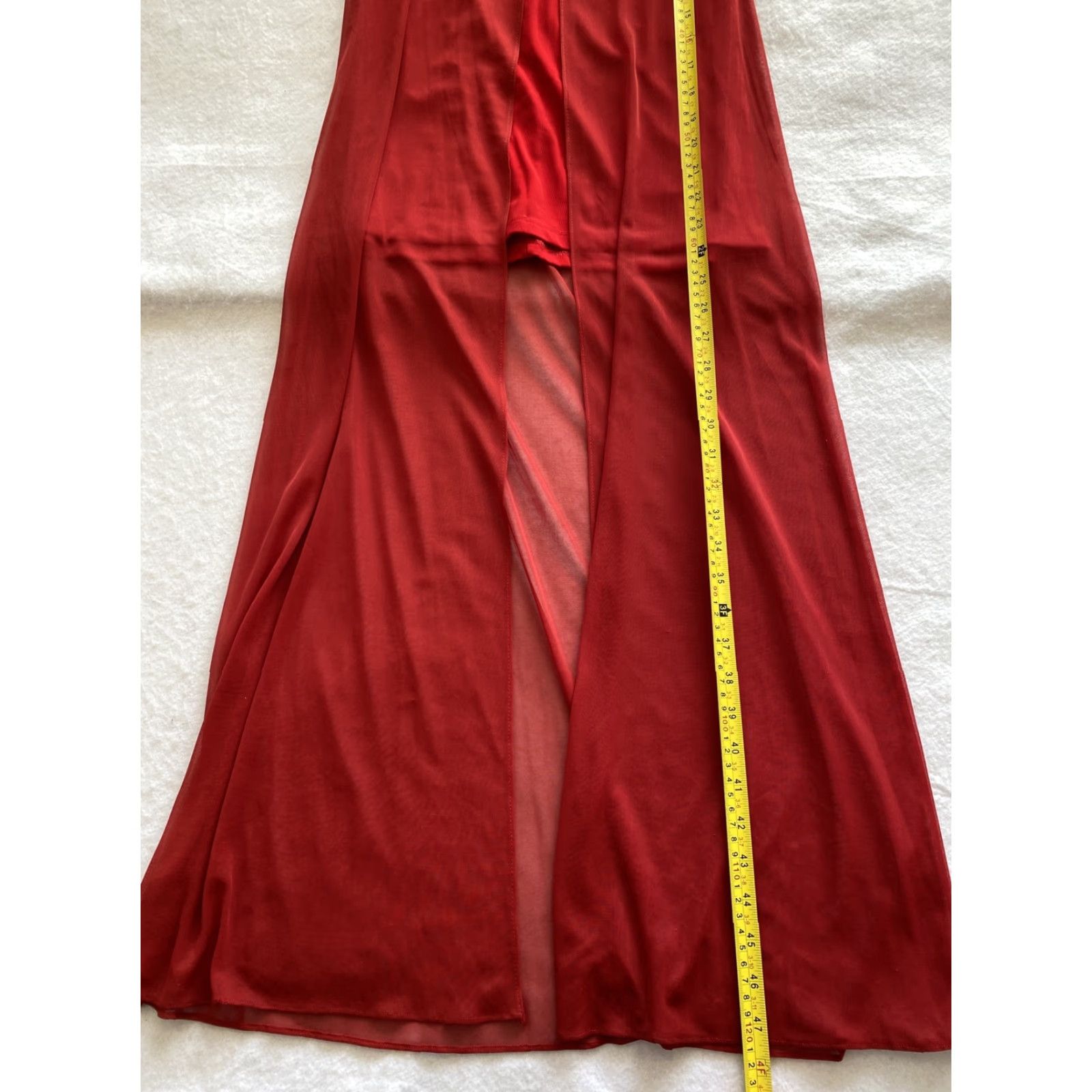 Vintage Kitty Dress Red Long Sleeve Formal Holiday Spaghetti Strap Size S Women Size S / US 4 / IT 40 - 6 Thumbnail
