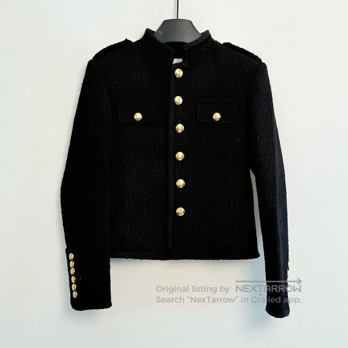 Celine Celine Tweed Gold Button Stand Collar Coat. Size XXS / US 00 / IT 34 - 1 Thumbnail
