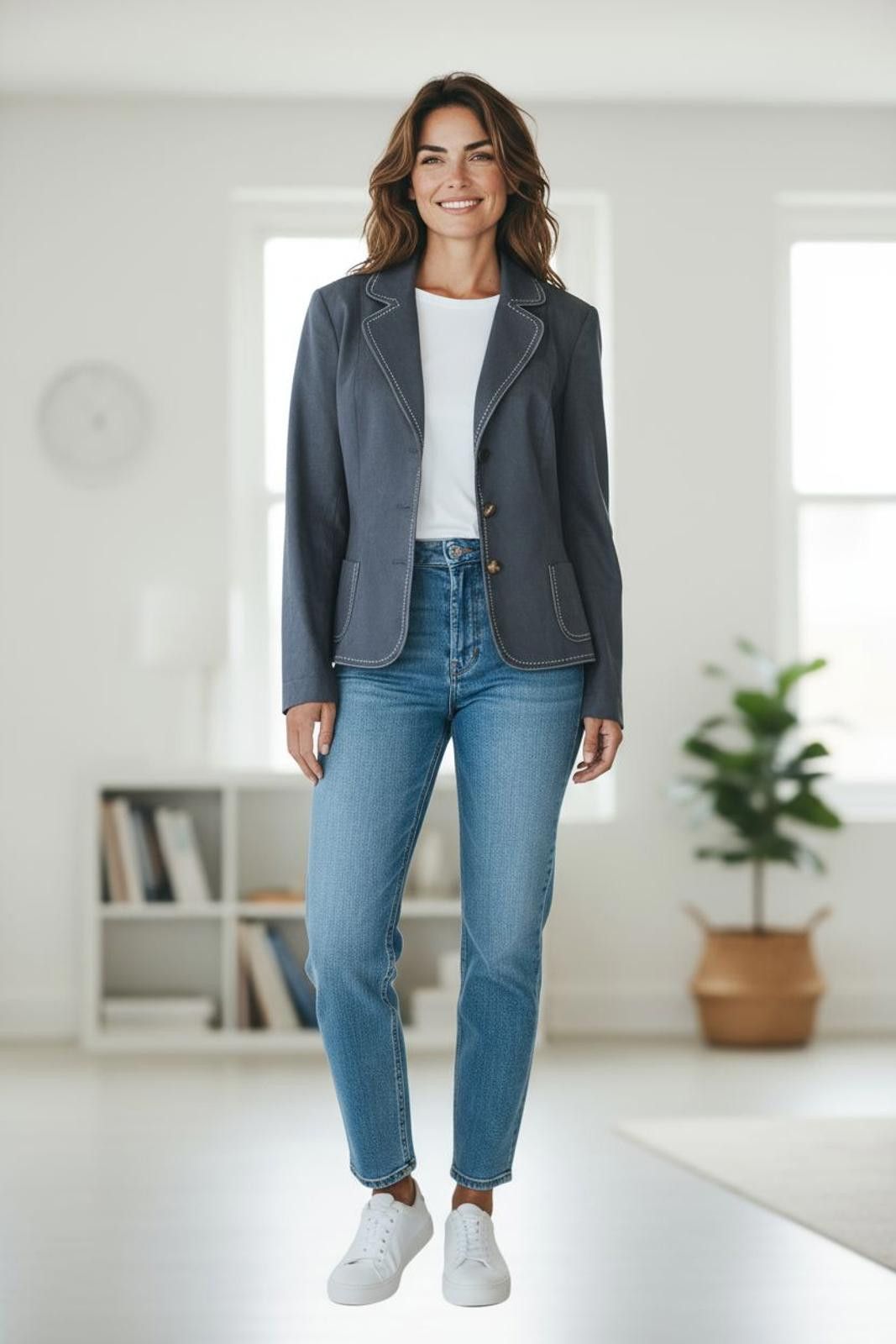 Isabel Marant Isabella Women's Navy Blue Blazer with Contrast Stitching Size XL / US 12-14 / IT 48-50 - 2 Thumbnail
