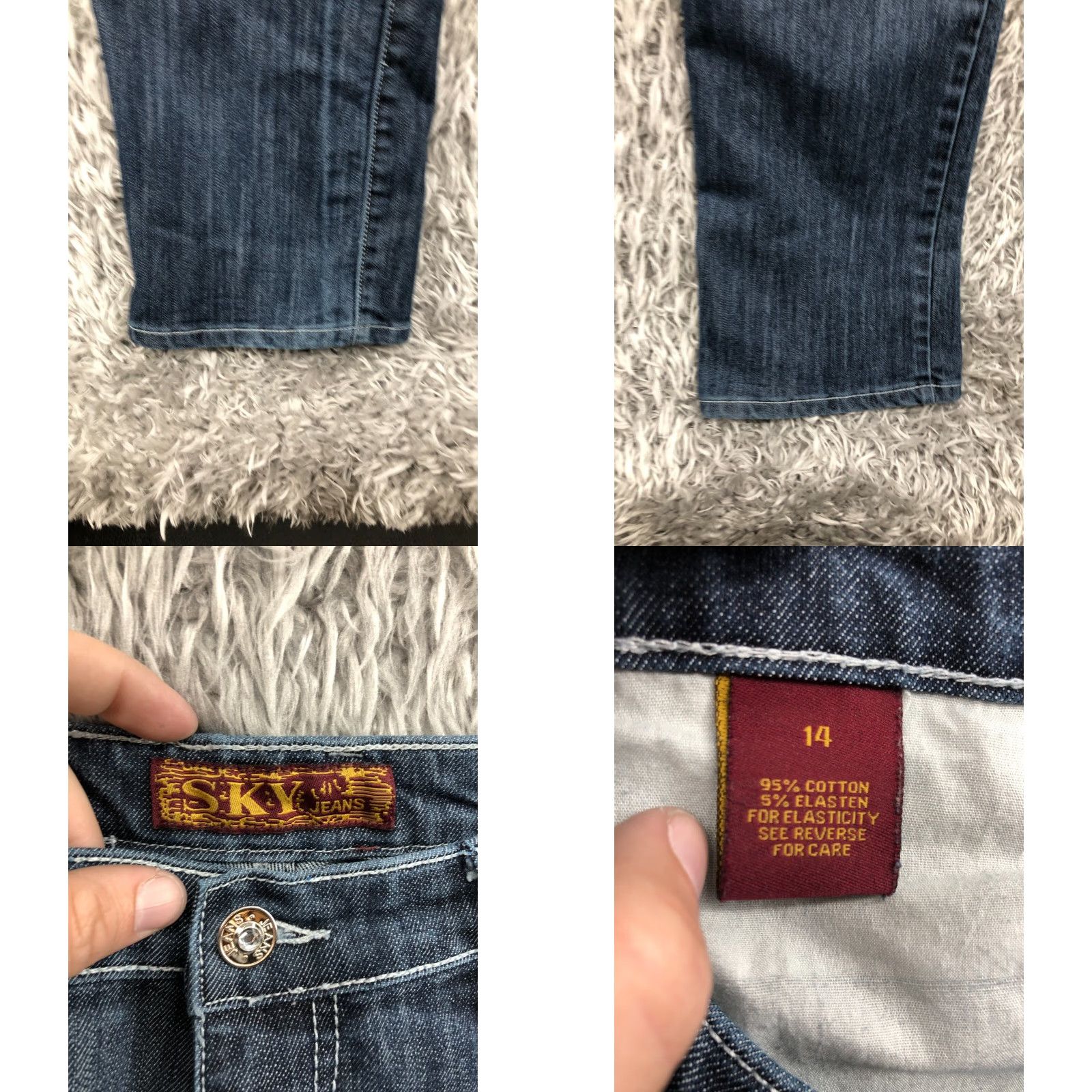 Vintage Sky Jeans Womens Size 14 Dark Wash Blue Denim 5-Pocket Straight Regular Rise Belt Loops 32in Inseam Size 36" / US 14 / IT 50 - 8 Thumbnail