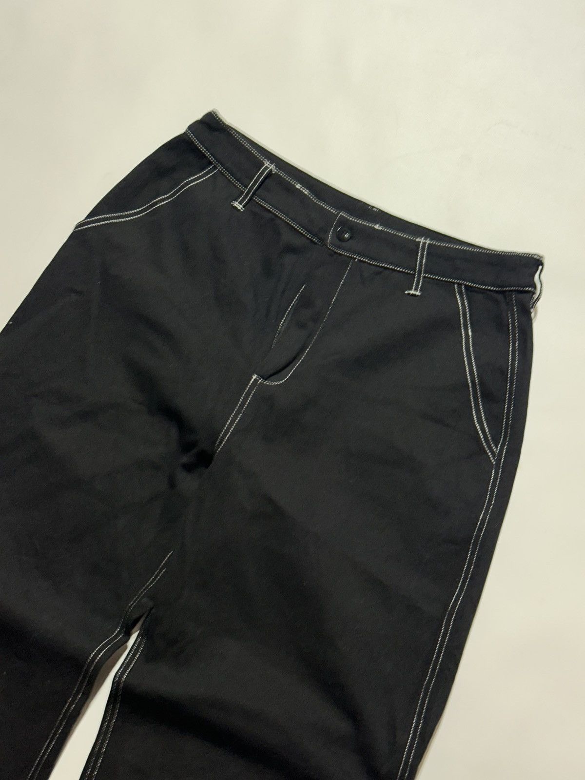 Japanese Brand Black Baggy Pants with Contrast Stitching Size US 32 / EU 48 - 5 Thumbnail