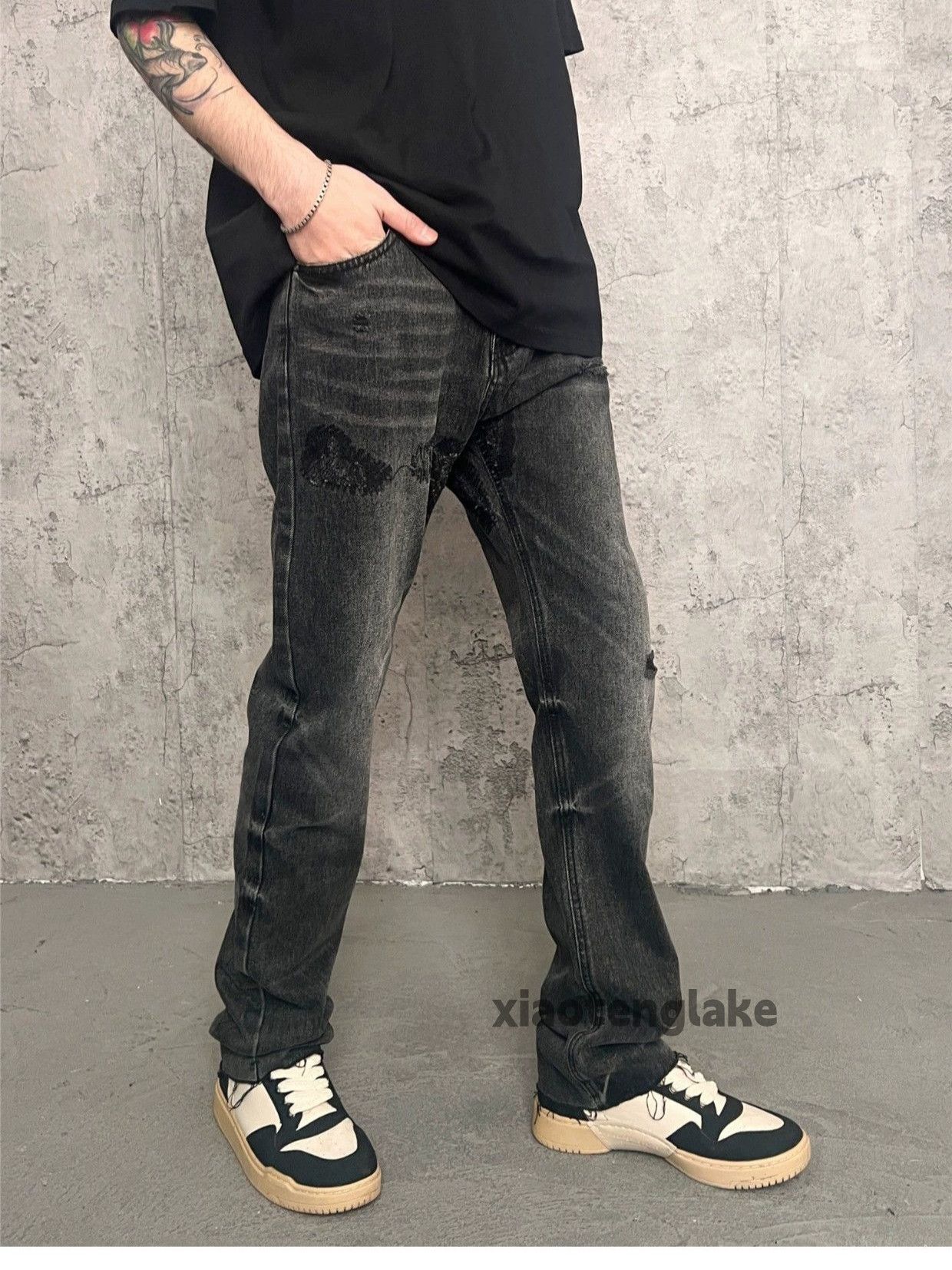 Jean × Vintage washed faded punk grunge damaged ripped jeans Size US 32 / EU 48 - 3 Thumbnail