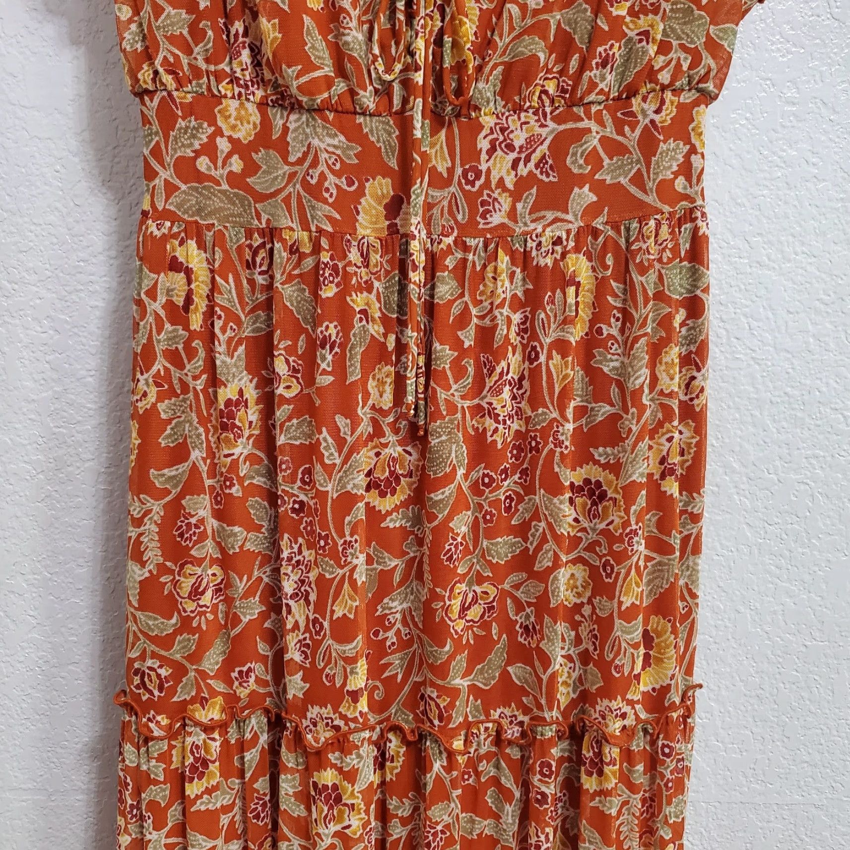Vintage VINTAGE Kate & Lily Dress Women 14P Orange Floral Maxi Tiered Flowy Western Boho Size XL / US 12-14 / IT 48-50 - 5 Thumbnail