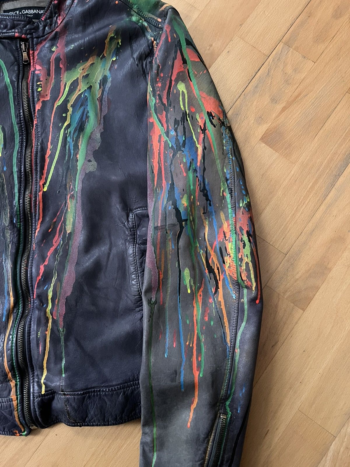 Dolce & Gabbana 2000s Dolce & Gabbana Paint Splitter 5 zip jacket Size US L / EU 52-54 / 3 - 3 Thumbnail